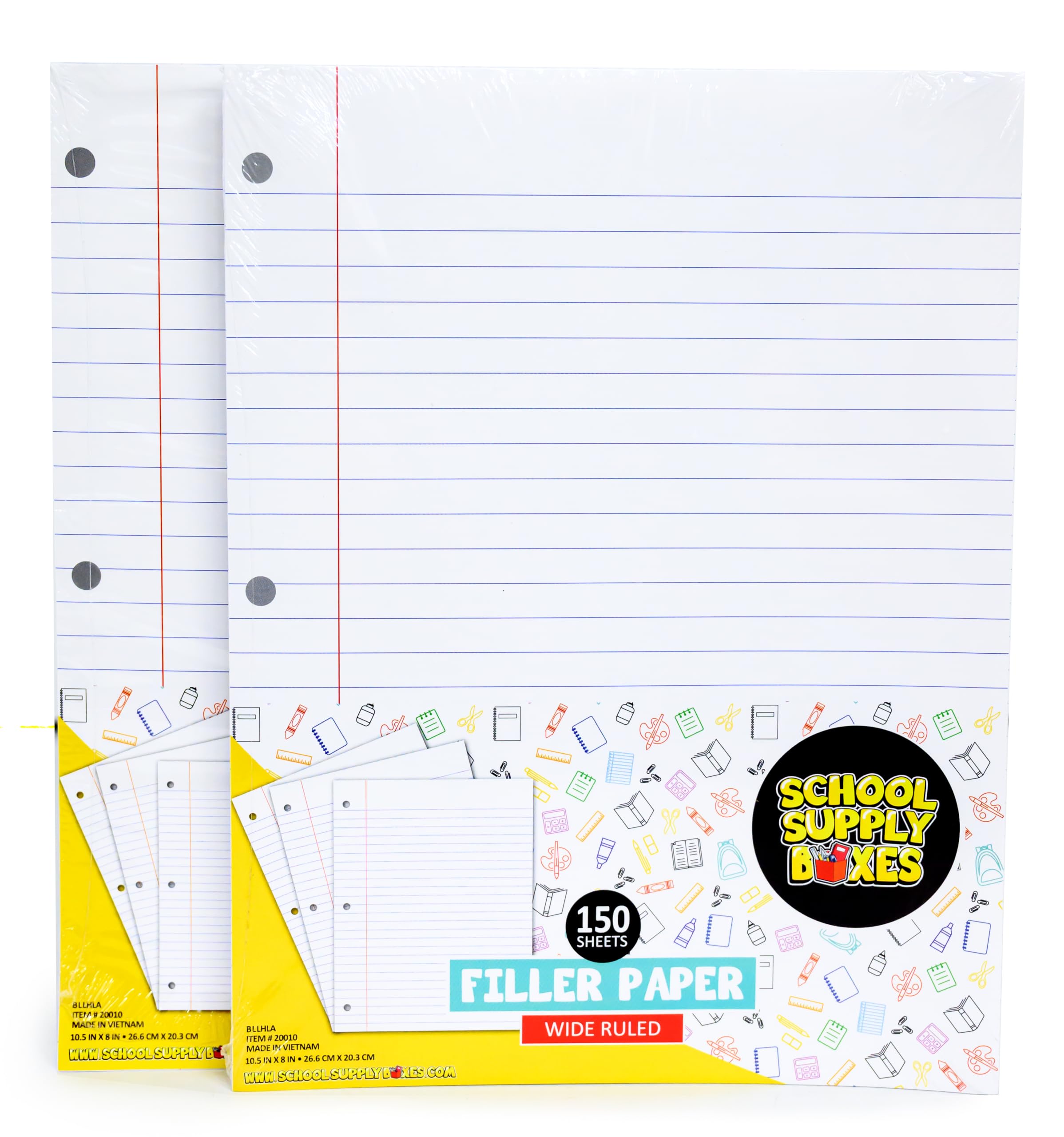 School Supply Boxes - Set per scrittura scolastica elementare, 1 scatola, 51 pezzi per scatola, elementi essenziali per il ritorno a scuola, include libri di composizione, fogli sfusi, schede indice