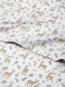Split King Christmas Reindeer Sheet Set - Holiday Xmas Pattern Bedding Set - Deep Pockets - Snug Fit - 5 Piece - Wrinkle Free - Cooling Comfy Festive Winter Holiday Sheets for Women, Men, Kids & Teens