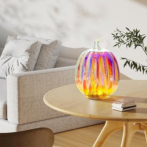 Miniatura 3 de Romingo Luz de calabaza de cristal de mercurio con temporizador para decoraciones de calabaza de Halloween, decoración de otoño y Acción de Gracias,