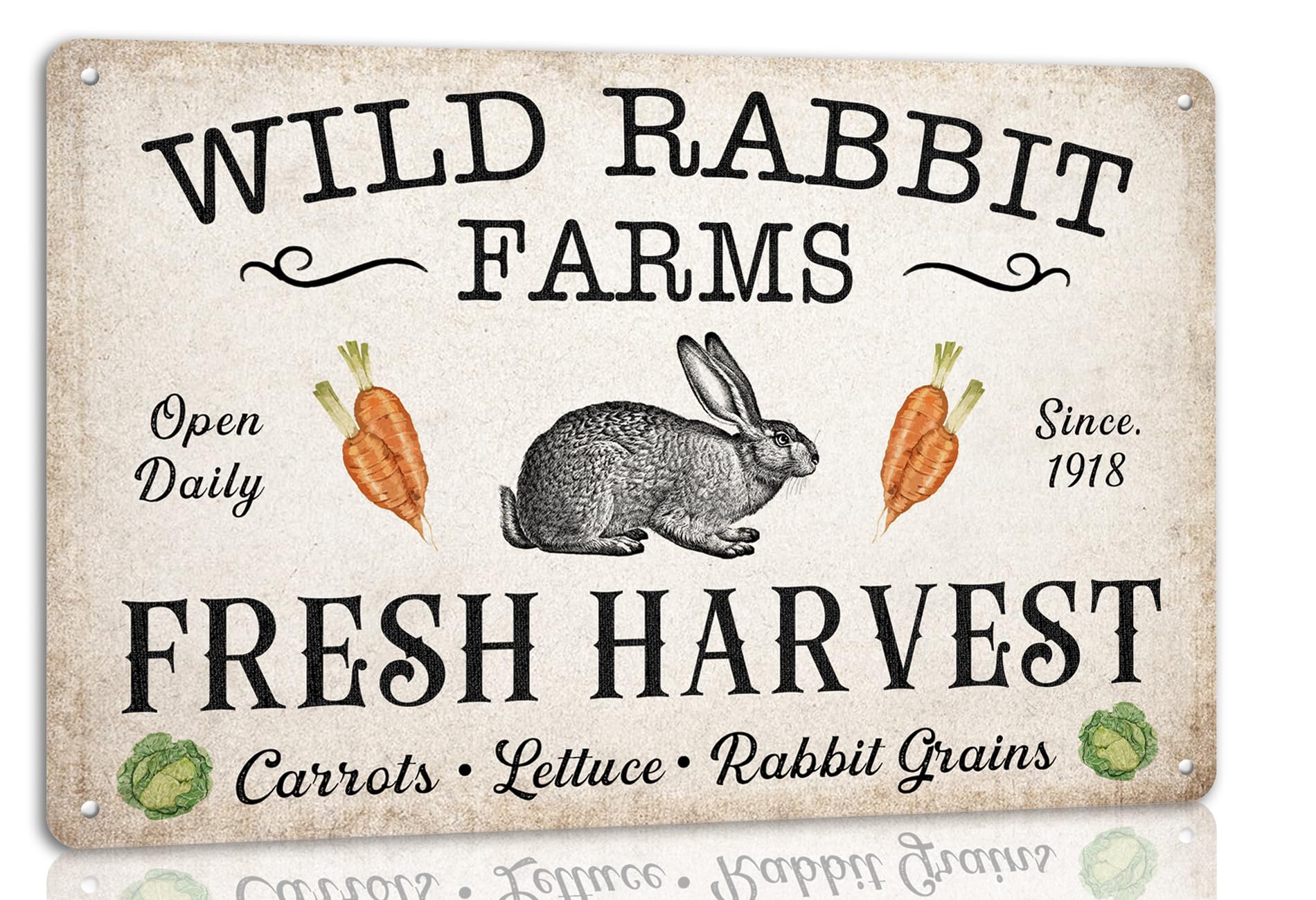 SMAZDFXX Wild Rabbit Farms Fresh Harvest Metal Tin Sign Retro Bunny Easter Sign for Cafes Home Farmhouse Wall Decoration Easter Accessories Vintage Art Sign 12"x16"