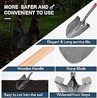 Vista 6 de Pala de jardín redonda para excavar, pala resistente para excavar, zanjas, jardinería, campamento, 43 pulgadas