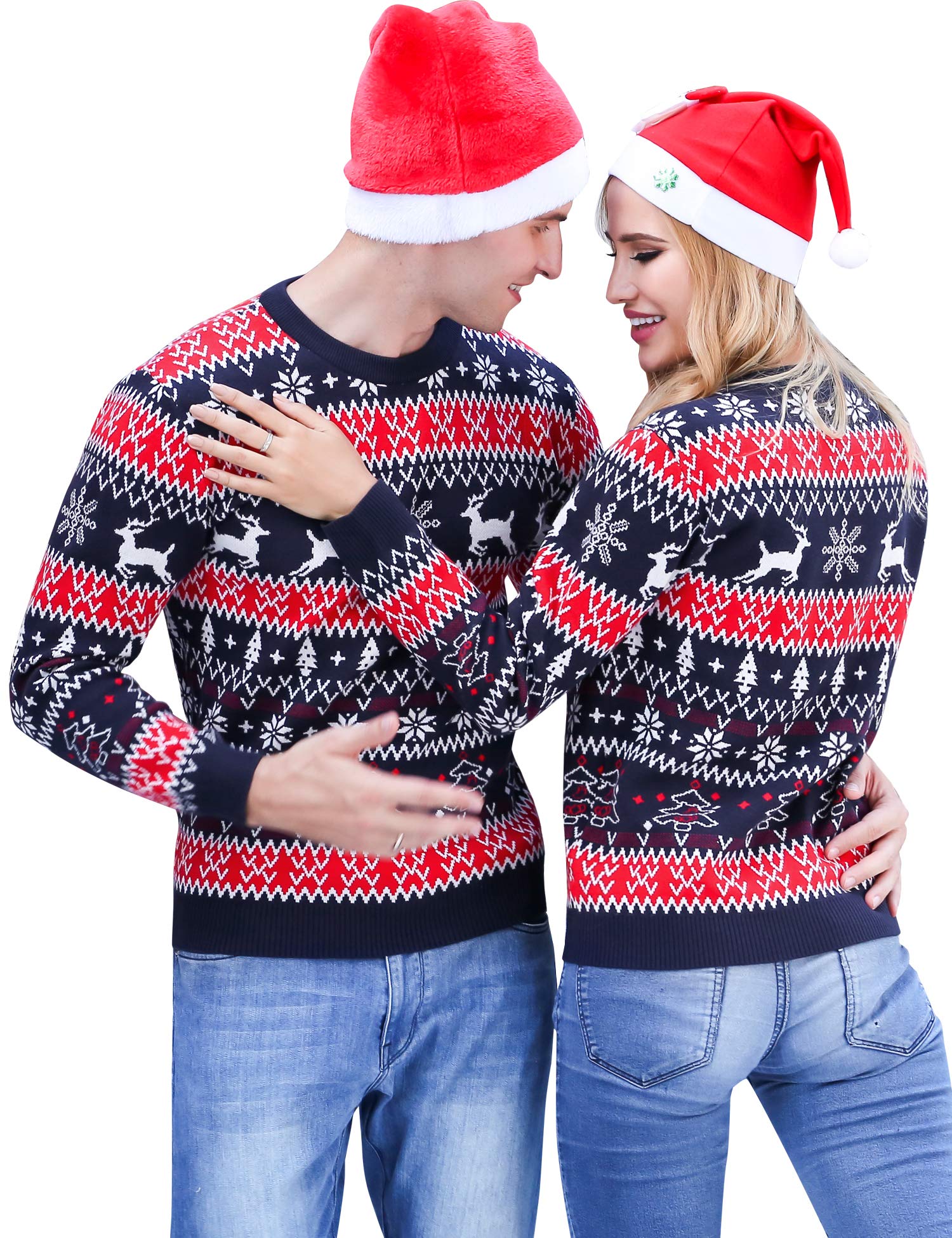 iClosam Maglione Natalizio Unisex Donna Uomo Invernale Stampare Cotone Ugly Sweater Pullover Maglieria Maglia Felpa Maglioni Sweatshirt Christmas Jumper