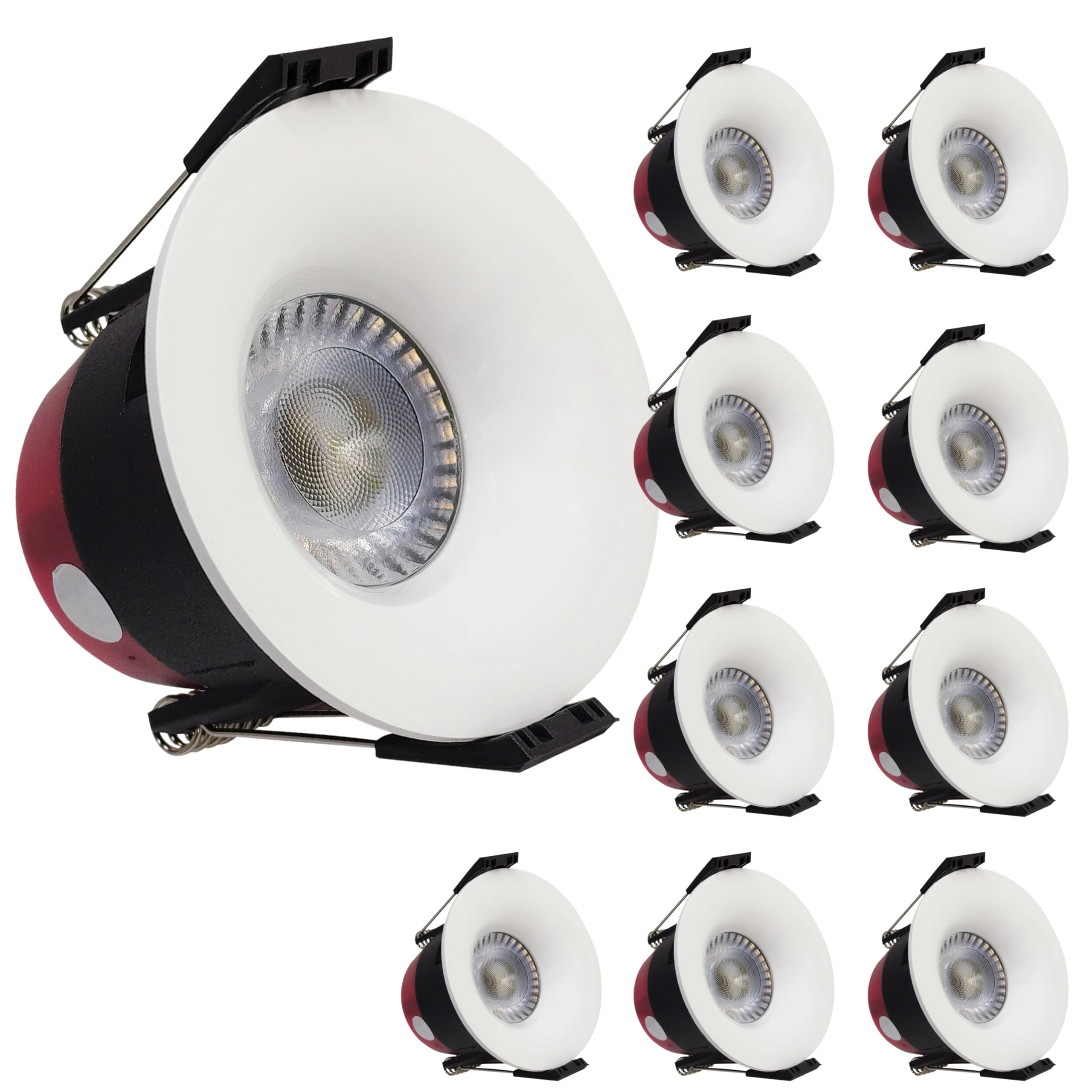 LED ATOMANT 10x LED Einbaustrahler Ausschnitt 70mm 8W CCT 3000-6500K IP65 | Durchmesser 85mm, Mit CCT-Farbtemperaturwahlschalter, 720 Lumen, Direktanschluss an 220V