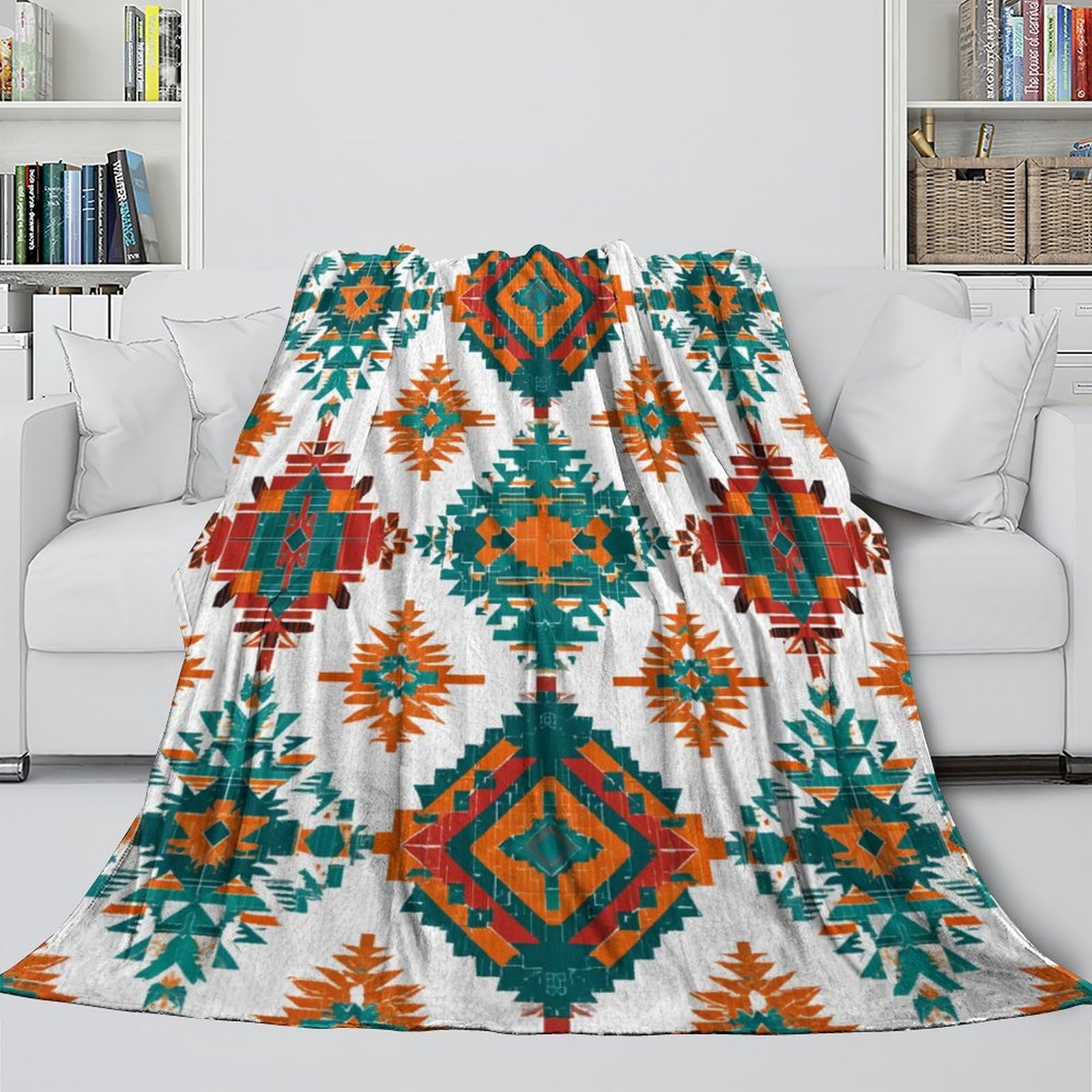 Stile azteco, Geometricoo Shapes Pattern Manta Estampada 3D Colcha De Diseño Ropa De Cama De Microfibra Suave Y Cálida Sofá Ropa De Cama 80x90inch(200x230cm)