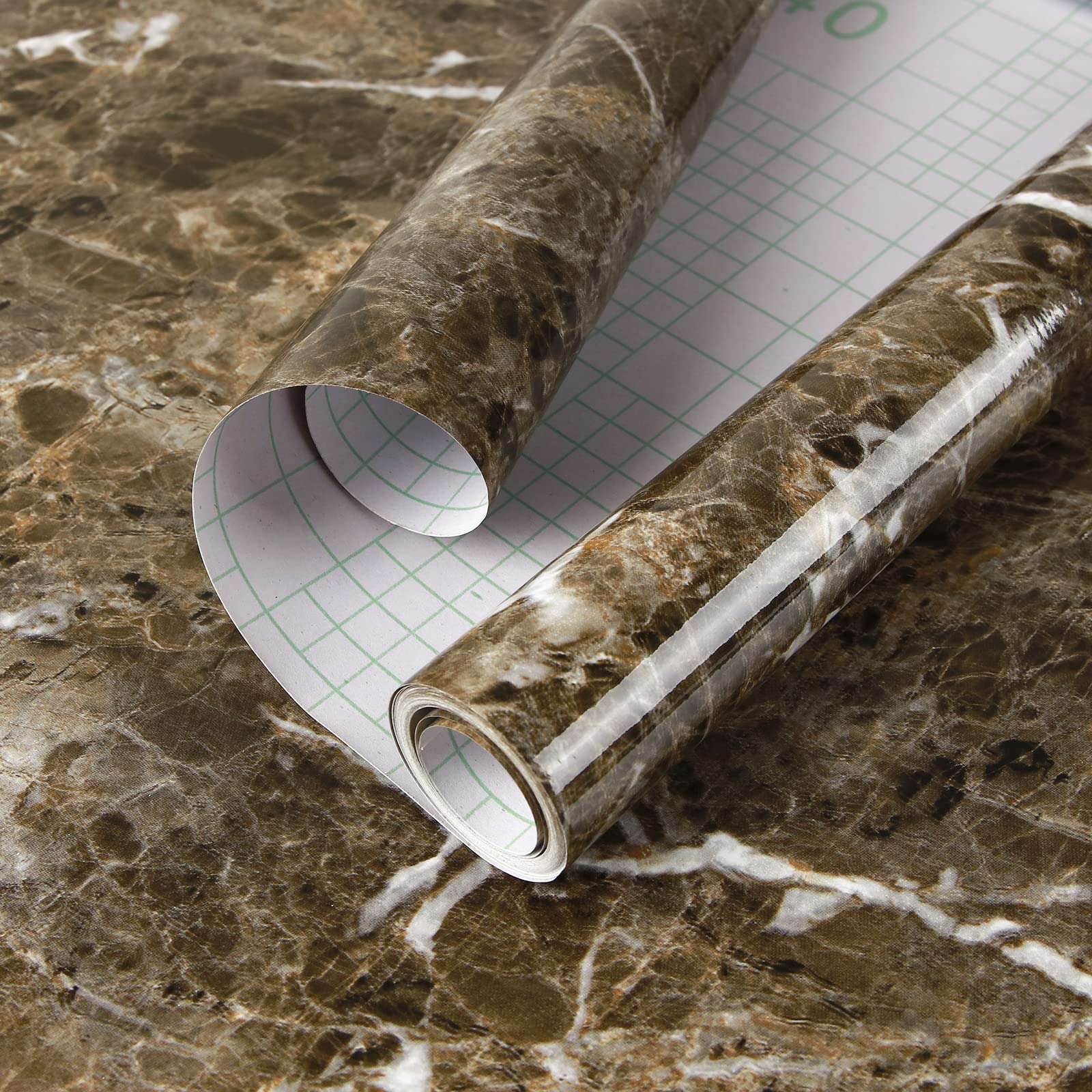 Buy practicalWs Brown Marble Contact Paper 23.6in × 118.1in Countertop