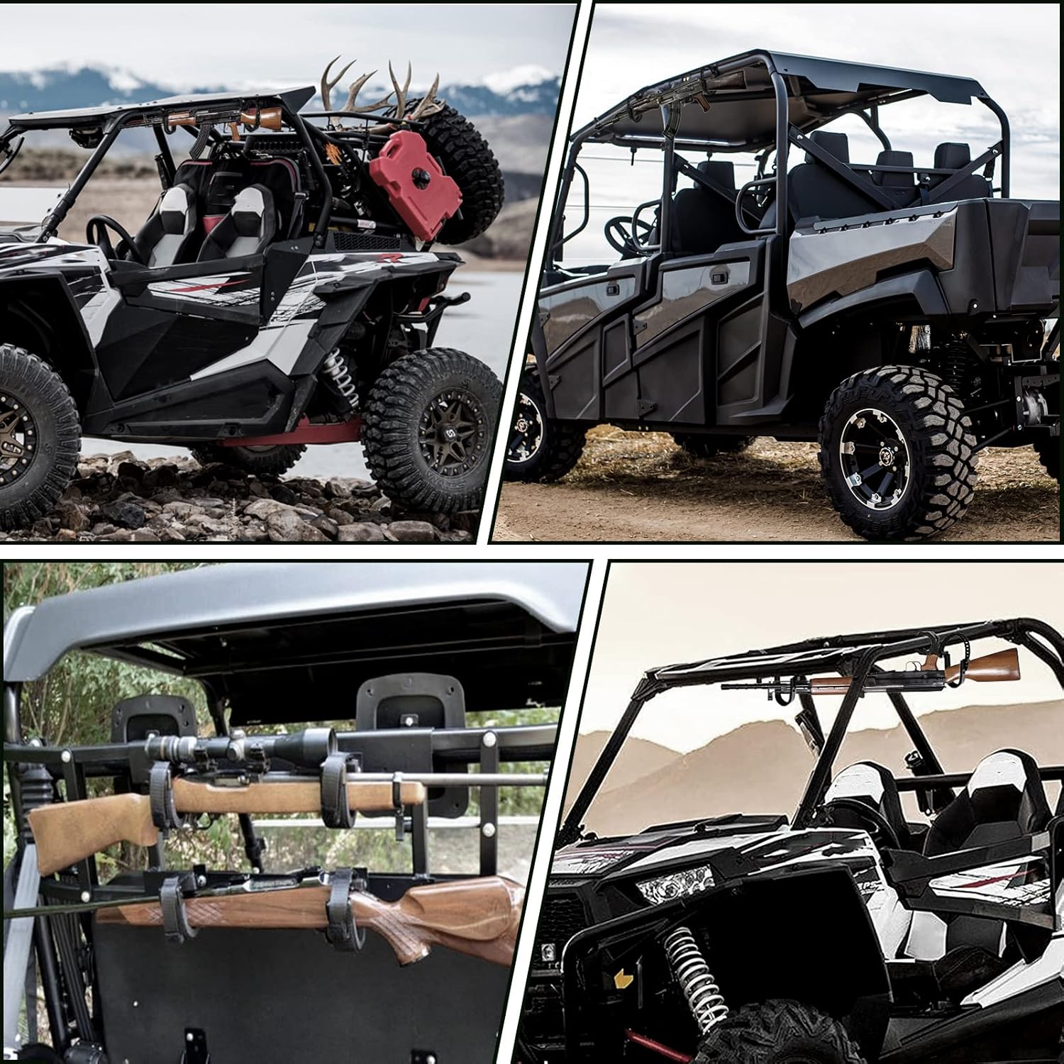UTV Gun Holder and Gun Rack, BESTZHEYU 2 PCS UTV Gun Holder Shovel Mount Bow &Utility Racks Fit for 1-2'' Round Roll Bar Compatible with Polaris RZR Ranger Can AM Honda Kawasaki Snowmobile : Automotive