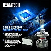 Vista 4 de BEAMTECH Bombillas H4, chips G-XP listos para Canbus 600% más brillante, luz blanca de 6500 K, paquete de 2