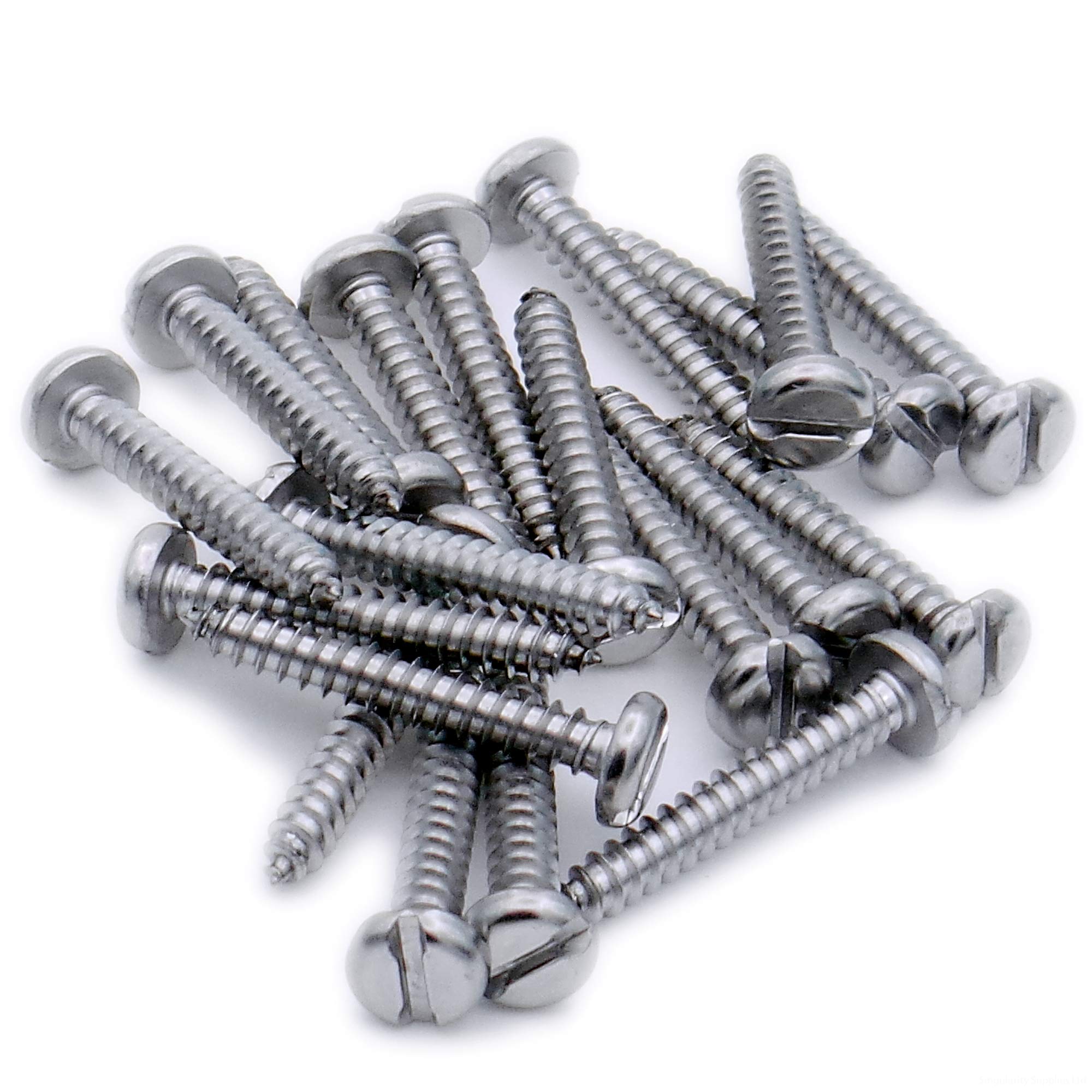 Singularity Supplies Silver No.10 X 1.25 (4.8Mm X 32Mm) Slot Pan Self-Tapping Screw - Stainless Steel (A2) (Pack Of 20)
