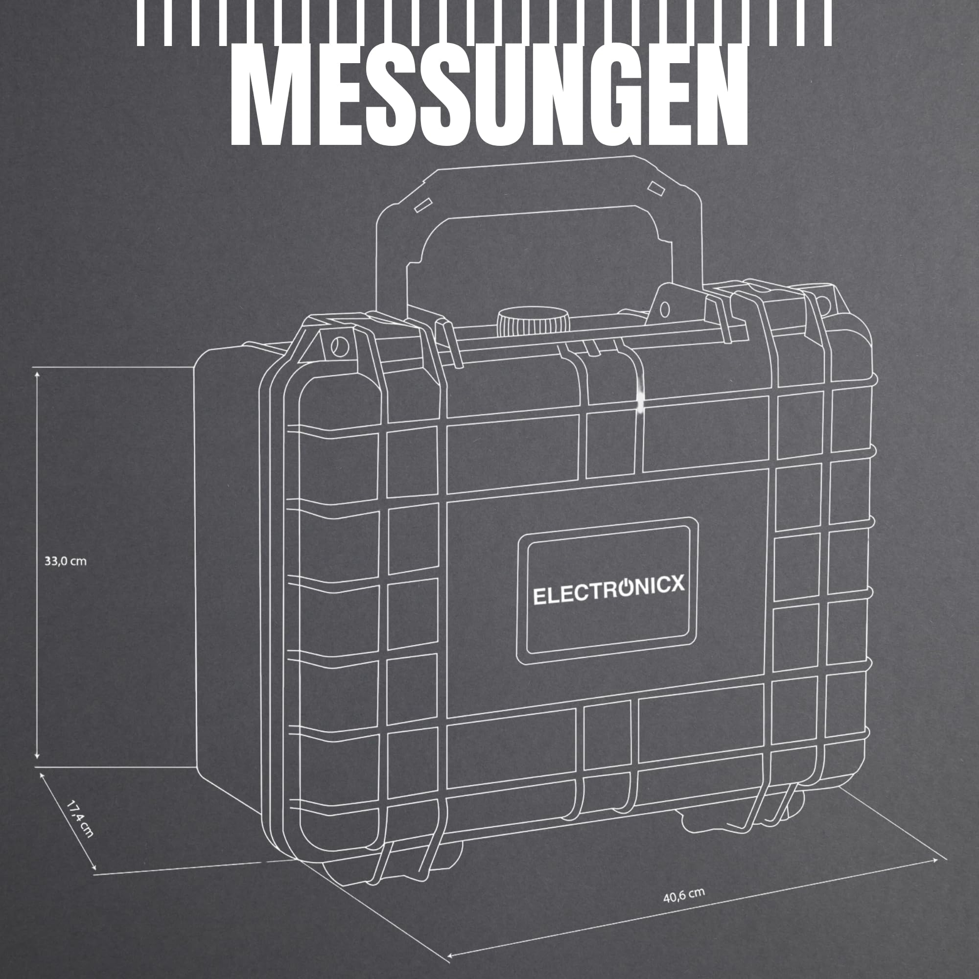Electronicx Maletín rígido para cámara Espuma – Estuche Protector Resistente a Golpes IP55 a Prueba de Salpicaduras y con Cierre – para Objetivos, Drones, Herramientas y Armas – 41×32×17,5 cm