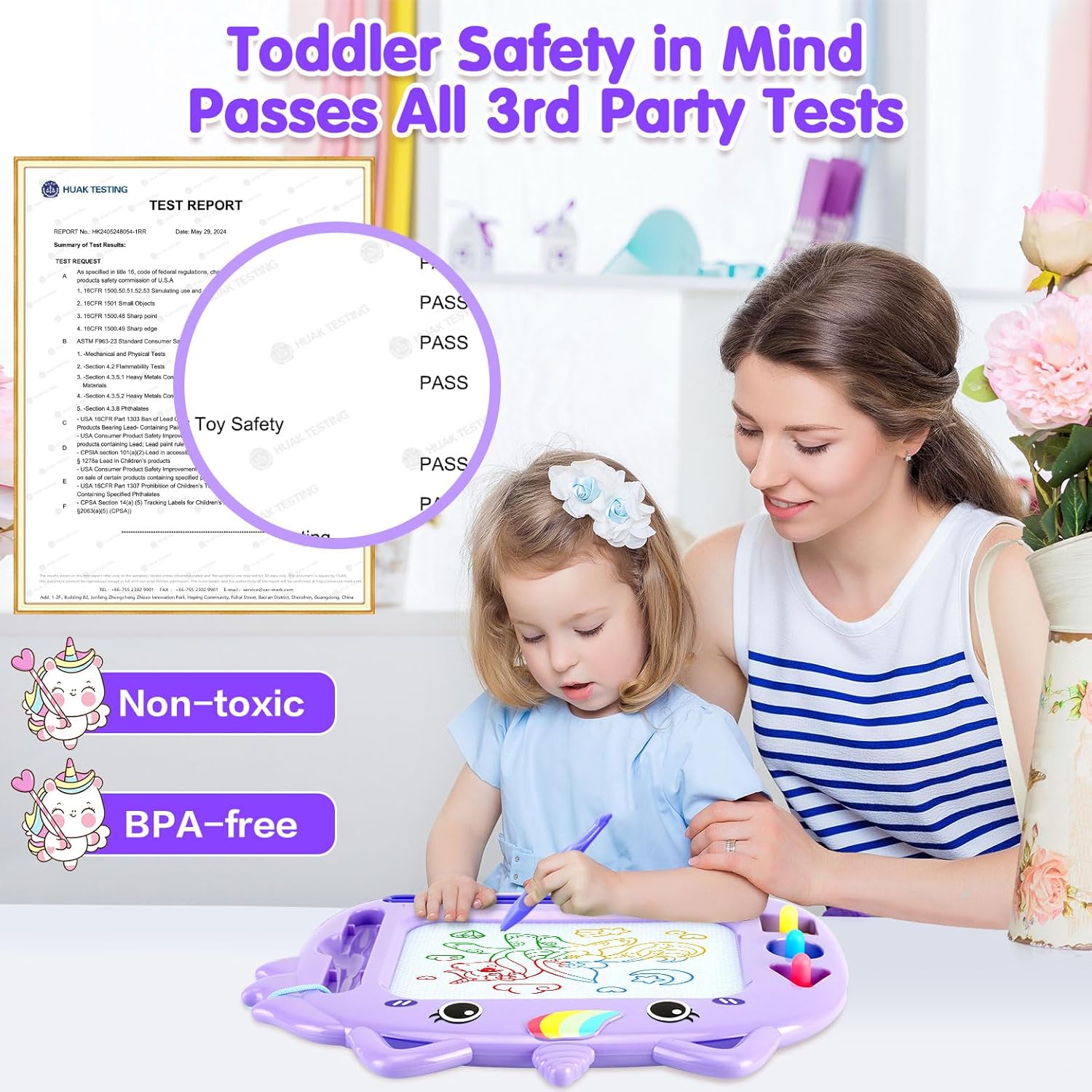 Unicorn Toddler Girl Toddler Toys, Magnetic Drawing Board, Portable Magna Kids Doodle Travel Essentials, Mess-Free Etch Sketch, Educational Toy for 3 4 5 Year Old Baby, Christmas Birthday Gifts - Image 2