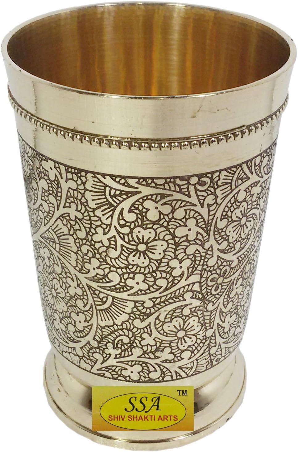 SHIV SHAKTI ARTS Brass Thali Set 7 Pcs 3 Brass Bowls1 Glass1 Plate 1 Puding Plate 1 And 1 Spoon Restaurant Ware Home Hotel