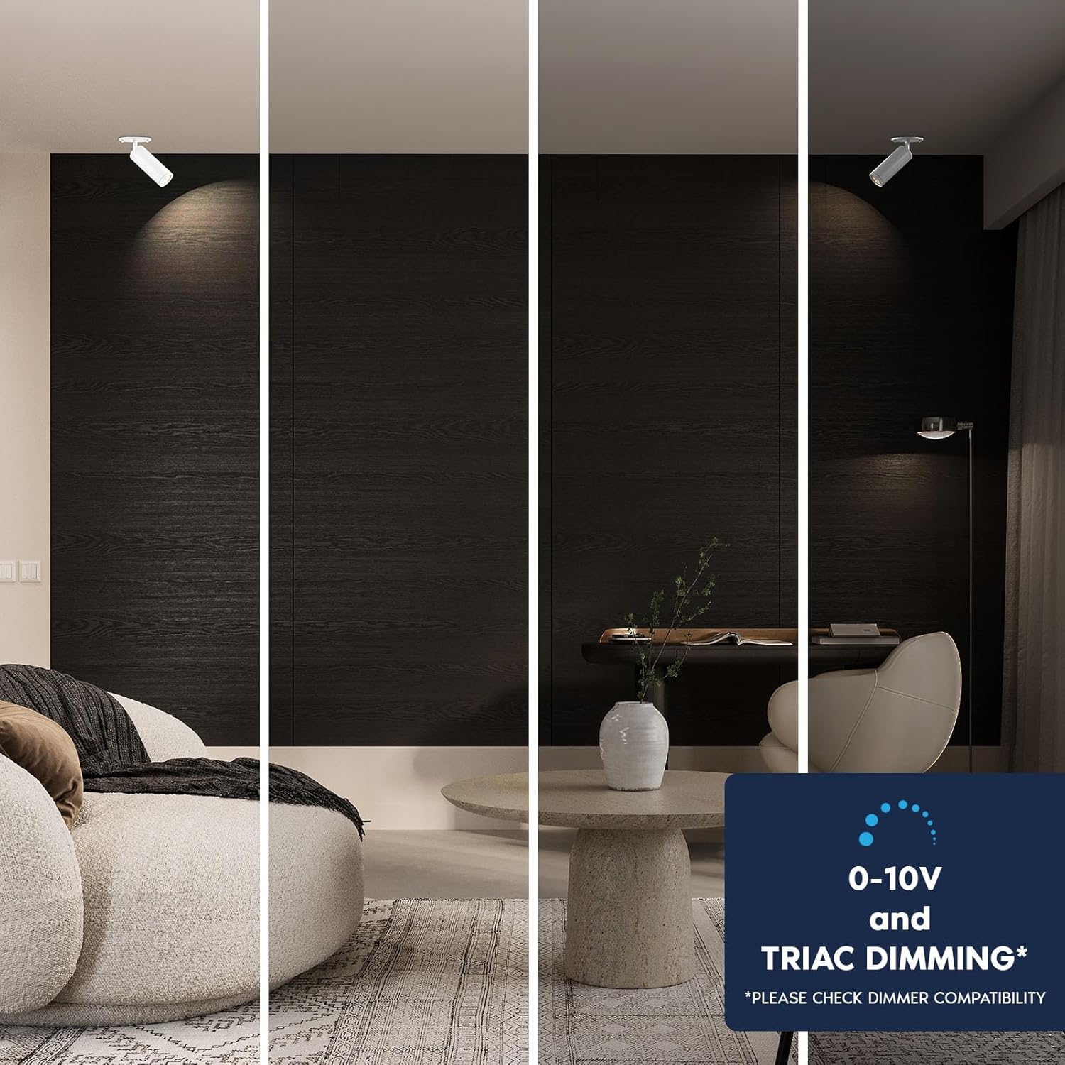 LUXRITE 2.5-Inch LED Cylinder Ceiling Light, Adjustable Directional Spotlight, 5CCT 2700K-5000K Selectable, 1100LM, CRI90, 15W, Dual Dimmable (TRIAC/0-10V), 120-277V, IC Rated, ETL Listed, White