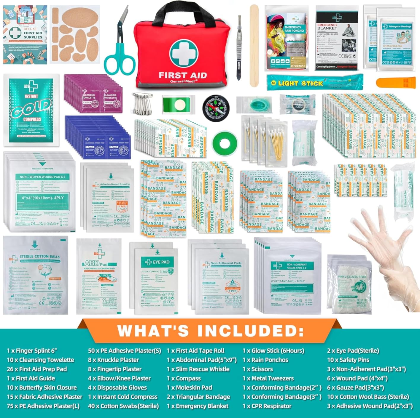 General Medi First Aid Kit -309 Pieces- Reflective Bag Design ...