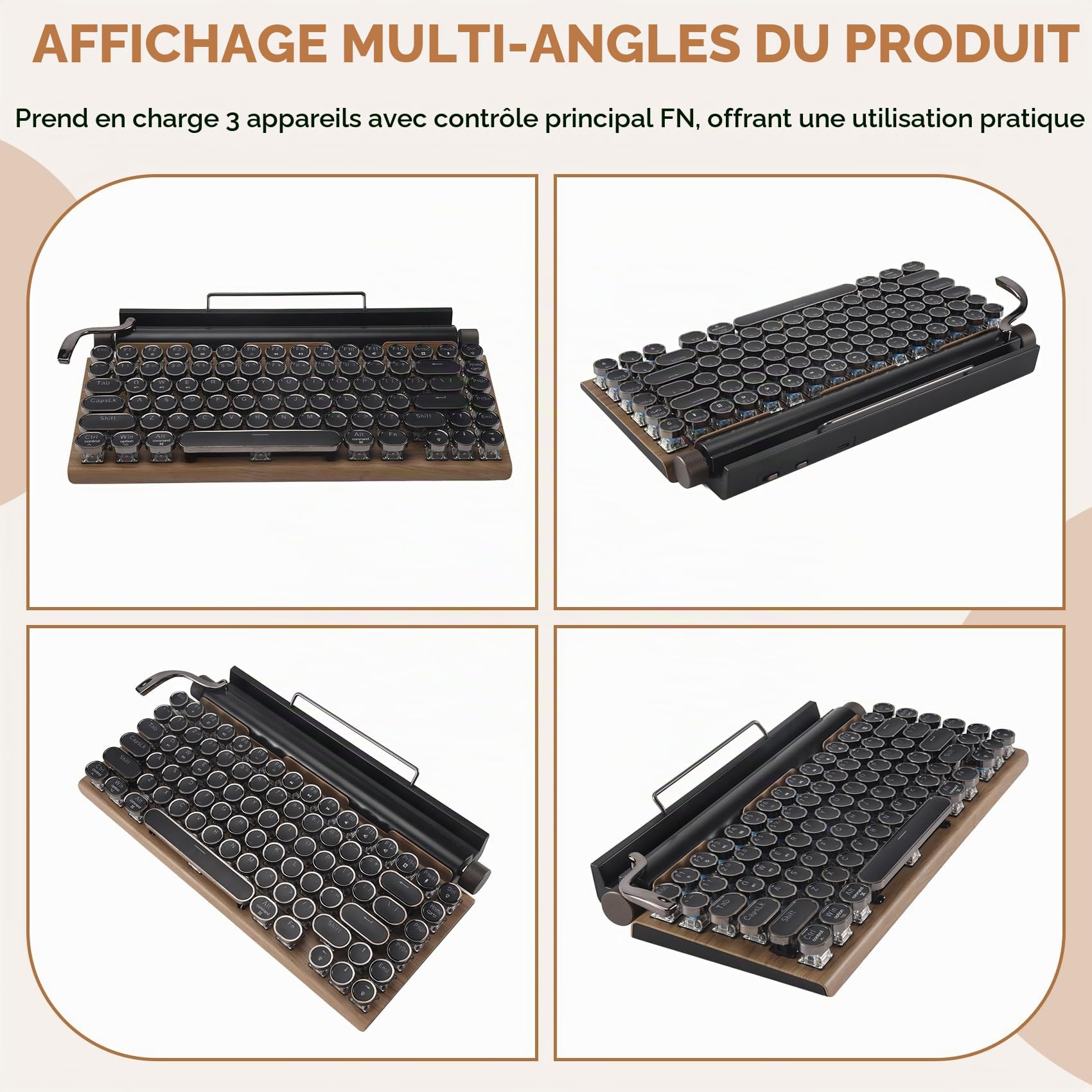 Clavier de Machine à éCrire RéTro Claviers MéCaniques Bluetooth sans 83 Touches Clavier D'Ordinateur pour Ordinateur Portable PC Gaming