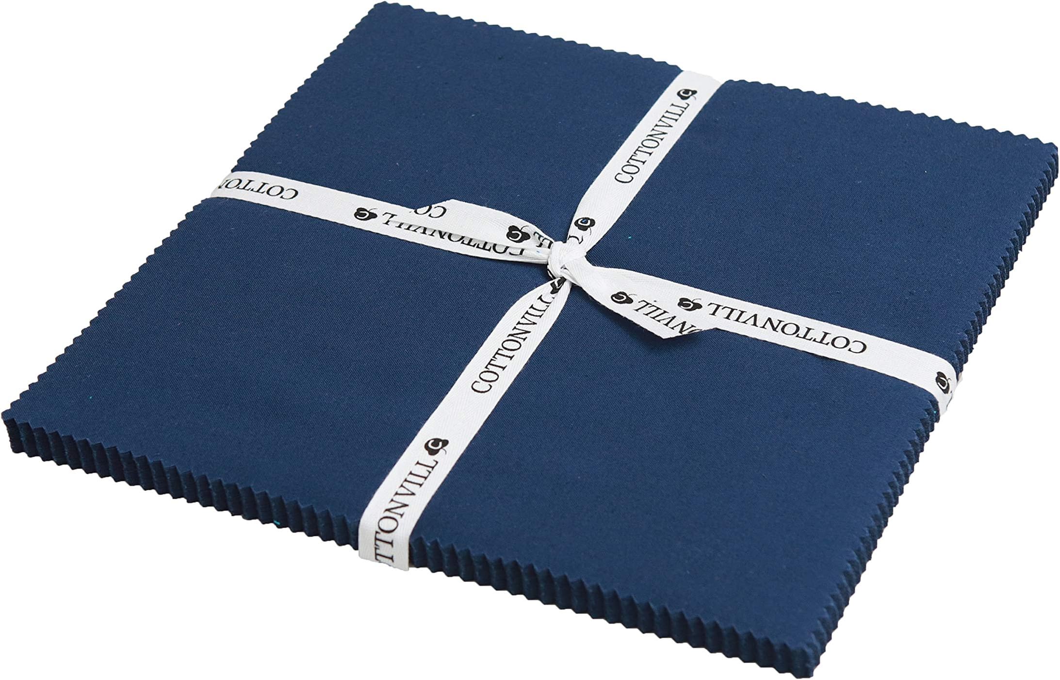 COTTONVILL 20COUNT Cotton Solid Quilting Fabric (10inch Square, 37-Dark Blue)