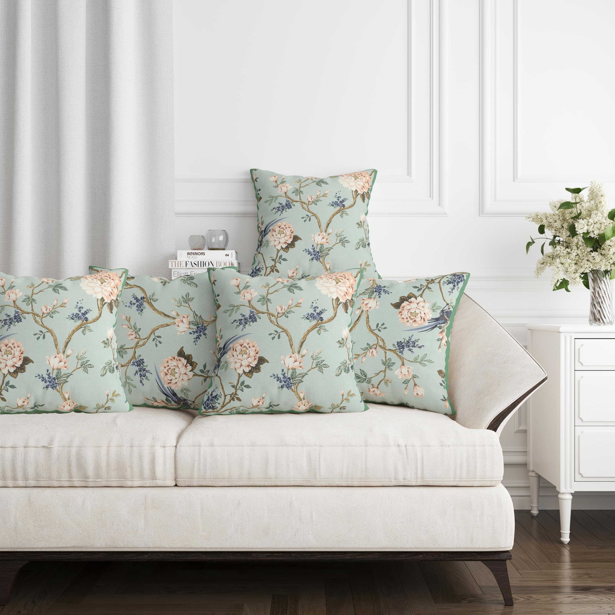 Clovertico Handmade Throw/Pillow Cushion Covers :100% Cotton Fabric : High Thread Count (Persian Green, 18 * 18" Inch Pack of 5)-200 TC (B0DBM2CC53) Amazon Price History, Amazon Price Tracker
