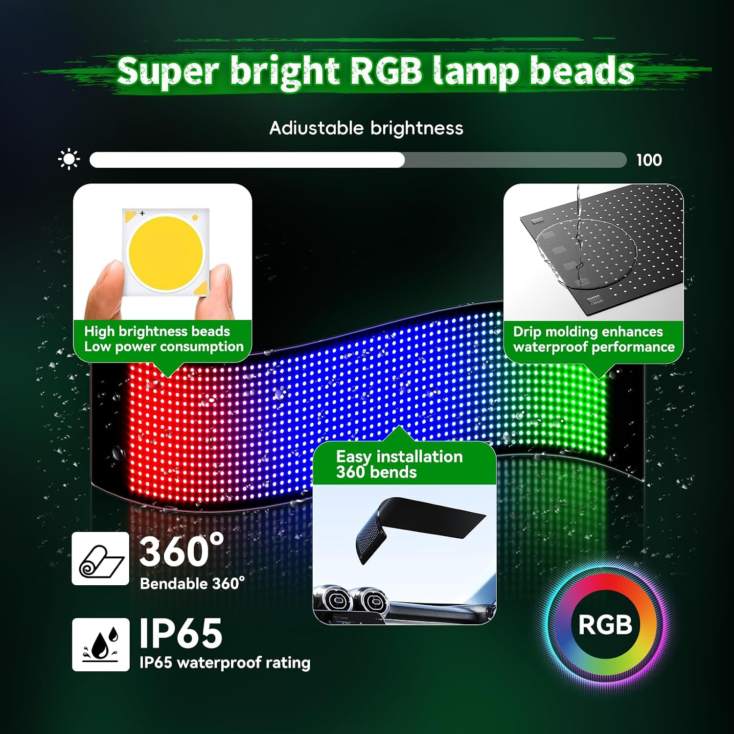 LED Sign for car,Devil's Eyes for Windshield,APP Control Flexible Display image 5