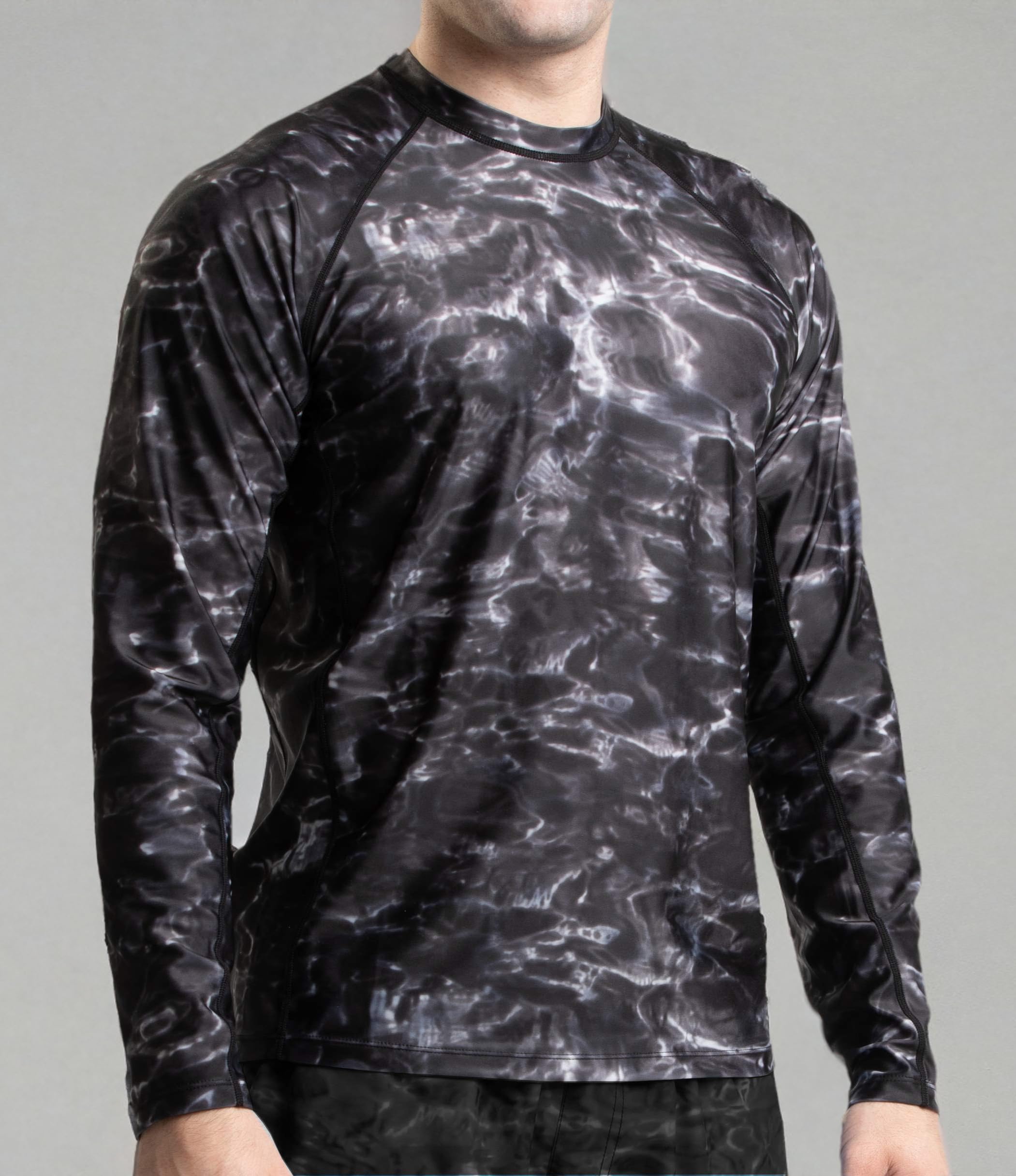 Aqua Design Camiseta de manga larga para hombre, ajuste holgado, con protección solar UPF para natación, surf, protección solar