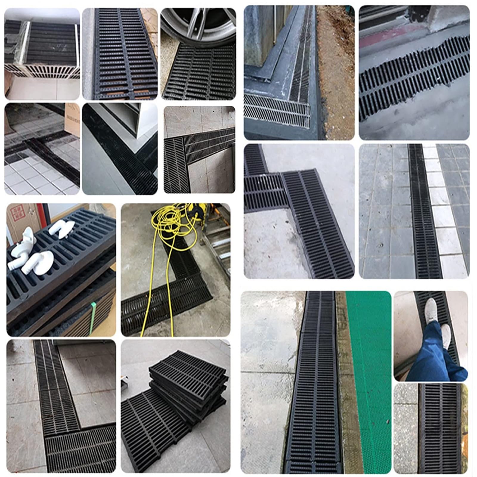 Genérico Tapa de desagüe Exterior extraíble, Rejilla de canaleta de plástico polimérico para Drenaje de Granjas y Balcones, 10 cm de Ancho x 2 cm de Alto, Ideal para Pistas Deportivas y Zonas de GANA