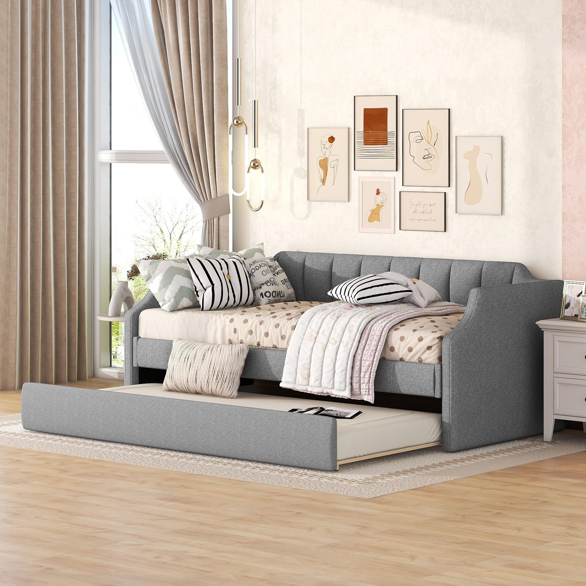 Sofa Cama de 90 x 200 (190) cm,Sillon Cama Barato,Sofa Cama 2 plazas Oferta,sofá Cama,diván Plegable,Camas Day,diván Individual tapizado con Cama Nido,Gris