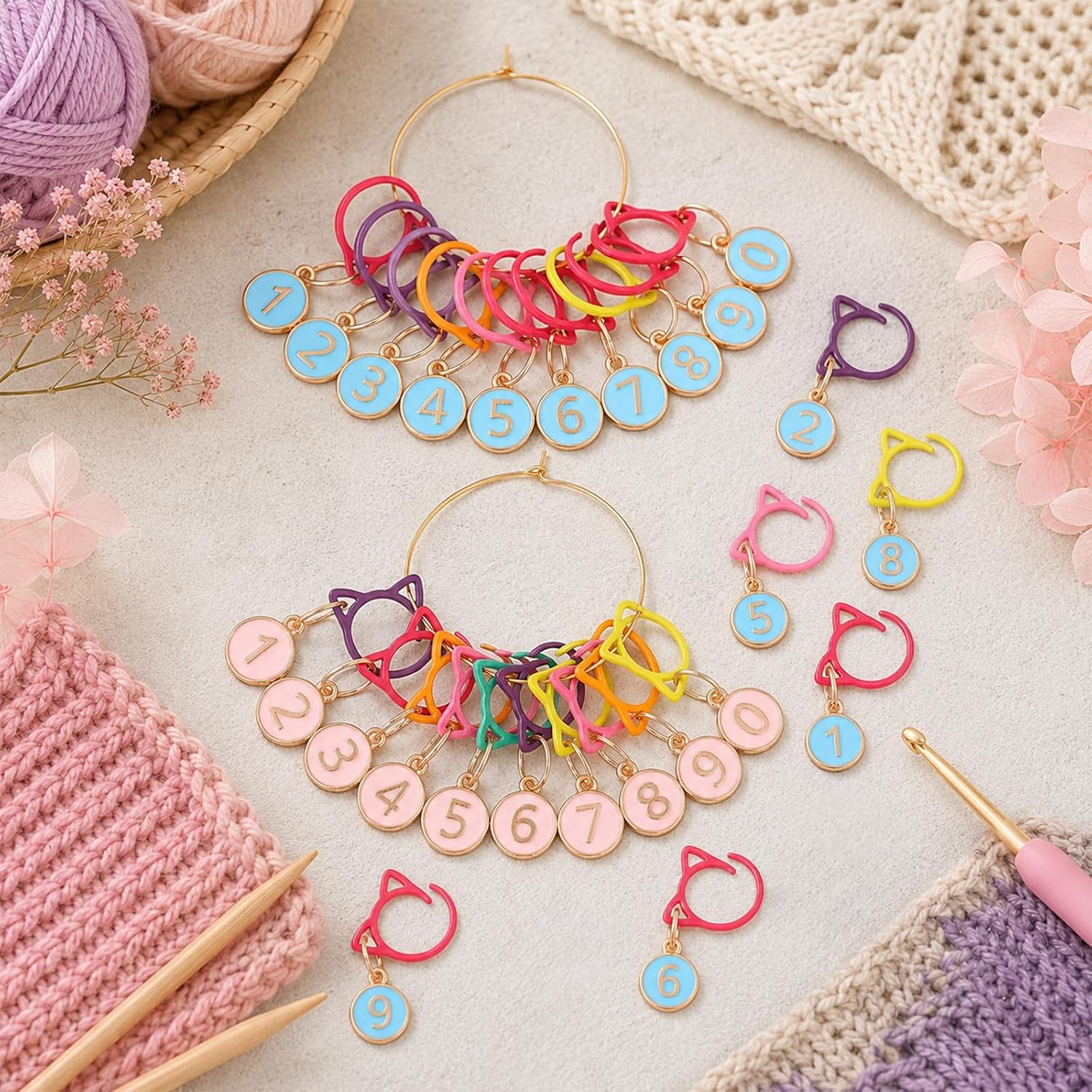 ElevateTech 20Pcs Cat Stitch Markers for Crocheting and Knitting