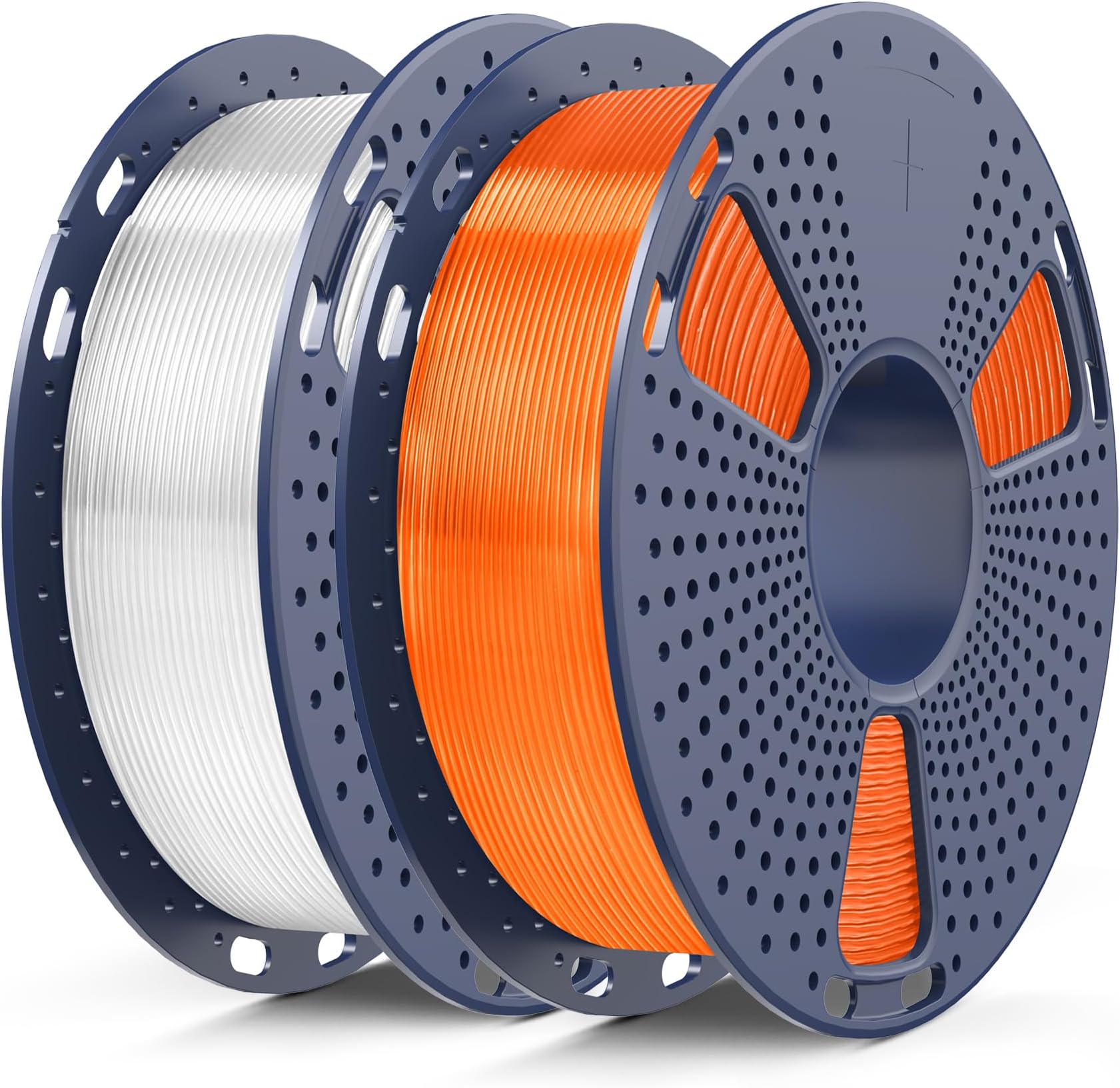 SUNLU PLA 0.5KG Transparent Filament Bundle, 3D Printer Filament 1.75mm, Dimensional Accuracy ±0.02mm, 500G PLA Compatible with Most FDM Printer, 2 Pack, 2 Pcs.(Transparent+Clear Orange)