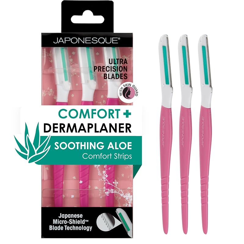 JAPONESQUE Dermaplaner com lâmina de precisão e faixa de aloe vera, pacote com 3