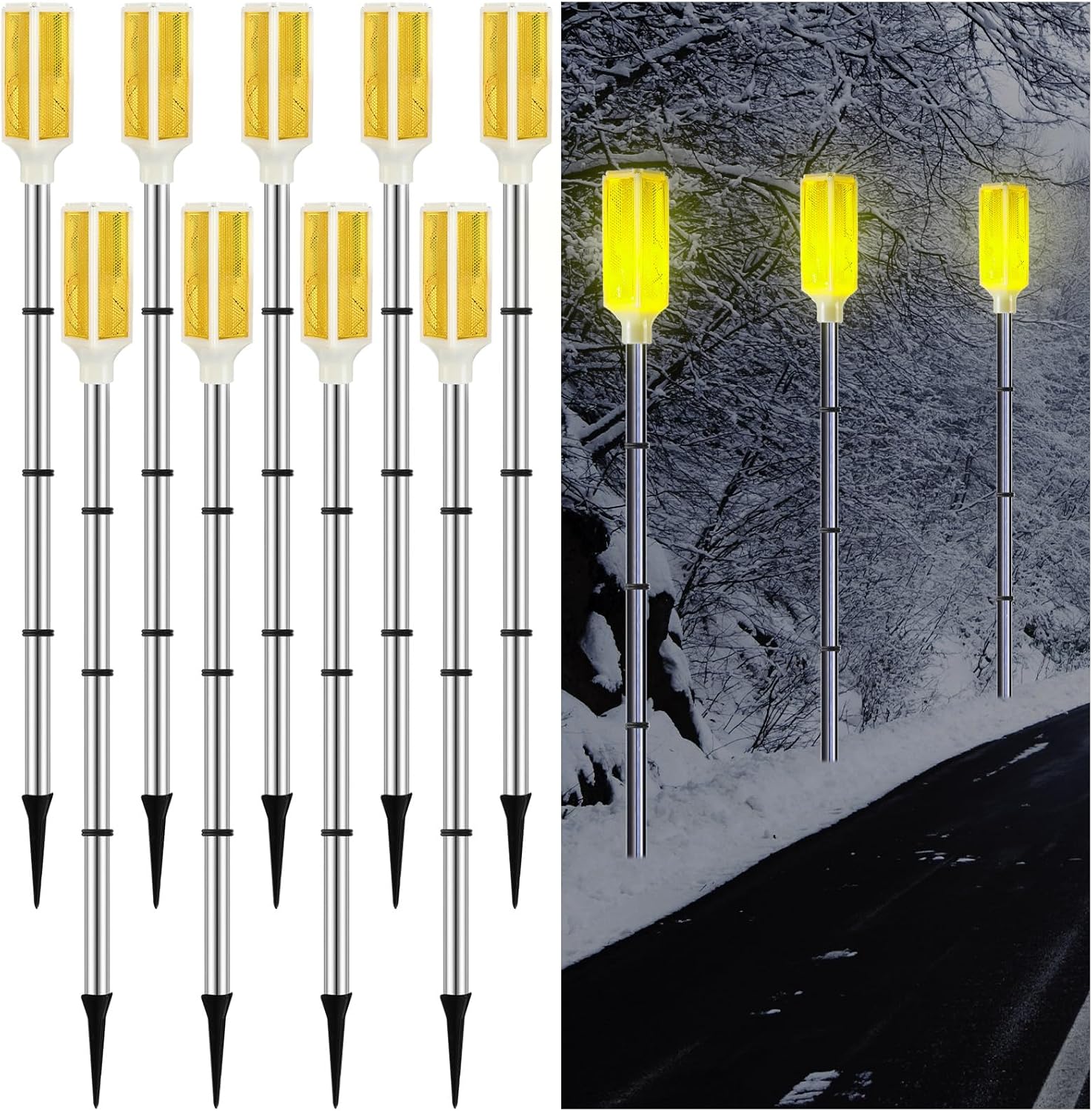 9 Packs Reflective Driveway Markers Solar Powered Driveway Markers 37