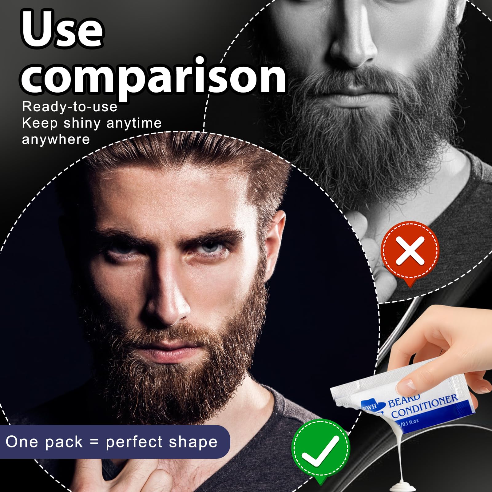 3gx10 Baume àbarbe,Hydratant Barbe,Baume moustache Homme adoucissant,Soin moustache,protecteur contre les démangeaisons et l'inconfor,Rend la barbe douce et lisse sans frisottis
