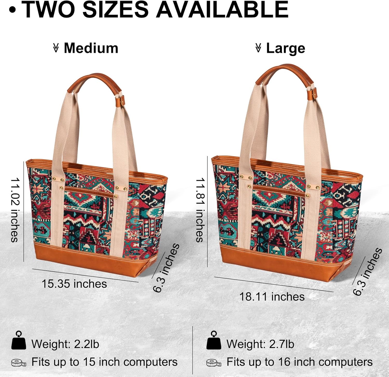 Tote Bag for Women, Canvas with Leather Handbag for Travel, Magnetic Closure,Inner Zipper Pocket