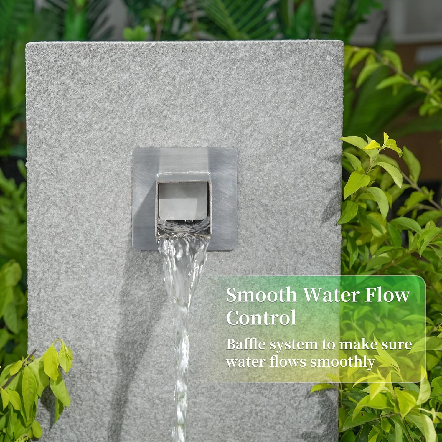 2 Inch 316 Stainless Steel Square Water Fountain Spout with Integrated Spray Baffle, Waterfall Spillway Scupper for Outdoor Decors, Pools, Ponds, Water Walls (Silver)