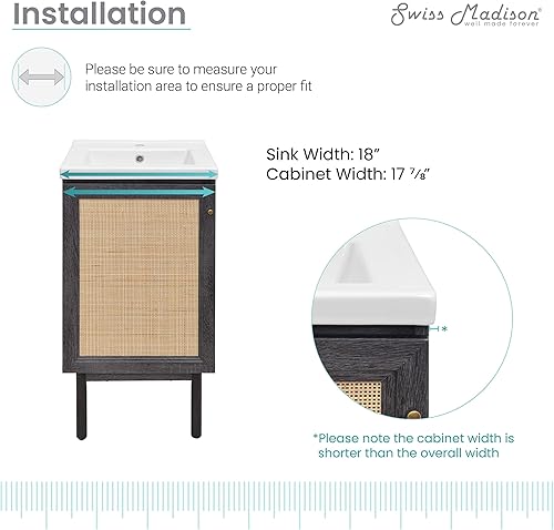 Vista 101 de Swiss Madison Classe - Lavabo de baño de roble de 24 pulgadas incluido