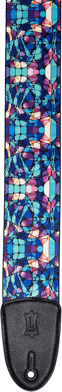 Levy's Leathers 3" Stained Glass Guitar Strap with Blue Mirage Design; (MP3SG-001)
