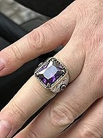Vista 2 de Mens Silver Amethyst Ring, Amethyst Stone Ring, Mens Handmade Ring, Turkish Handmade Silver Ring, 925k Sterling Silver Ring,Gift For Him