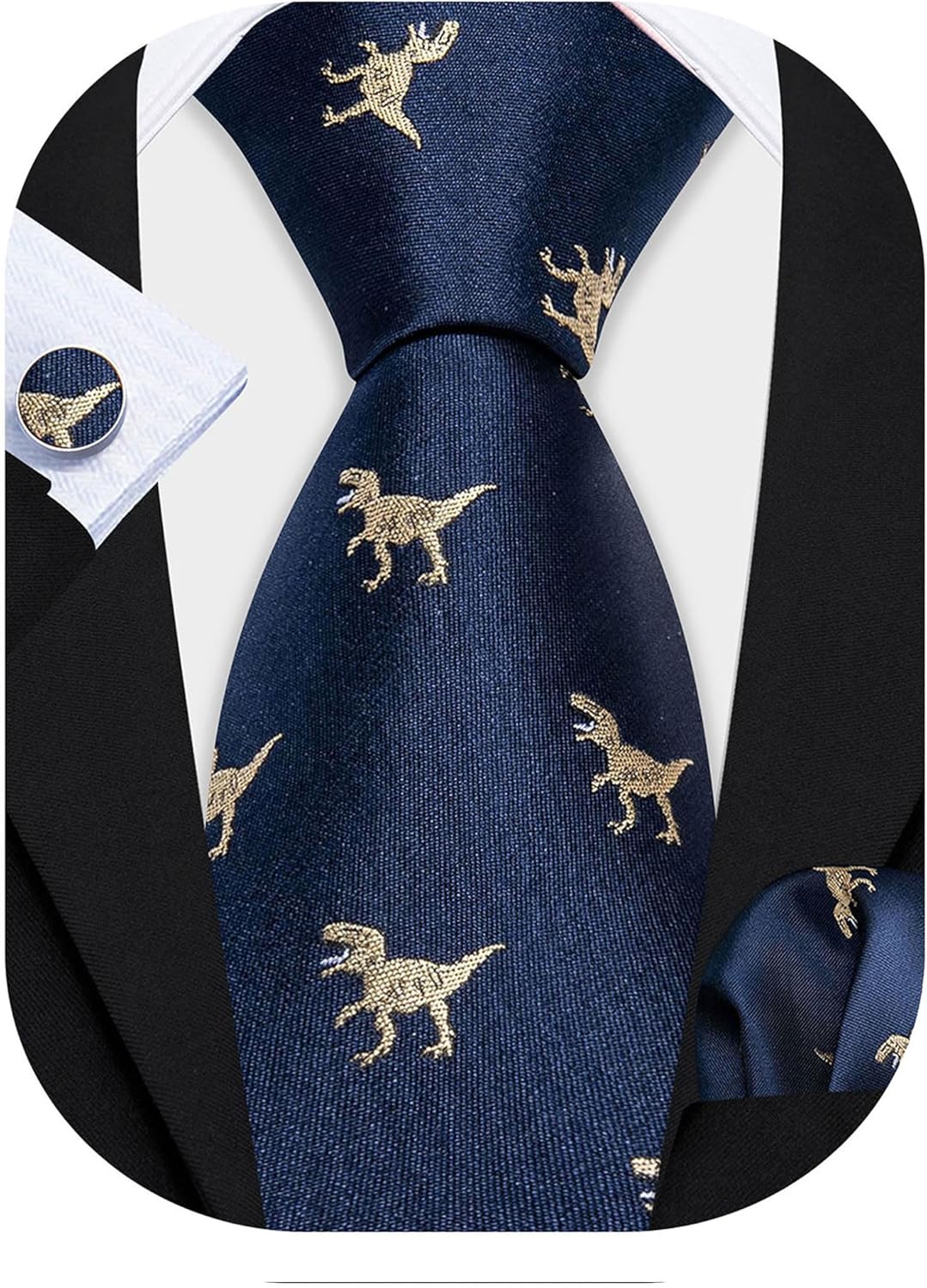 Barry.Wang Men Tie Set Paisley Silk Necktie Pocket Square Cufflinks Formal Wedding Business Party