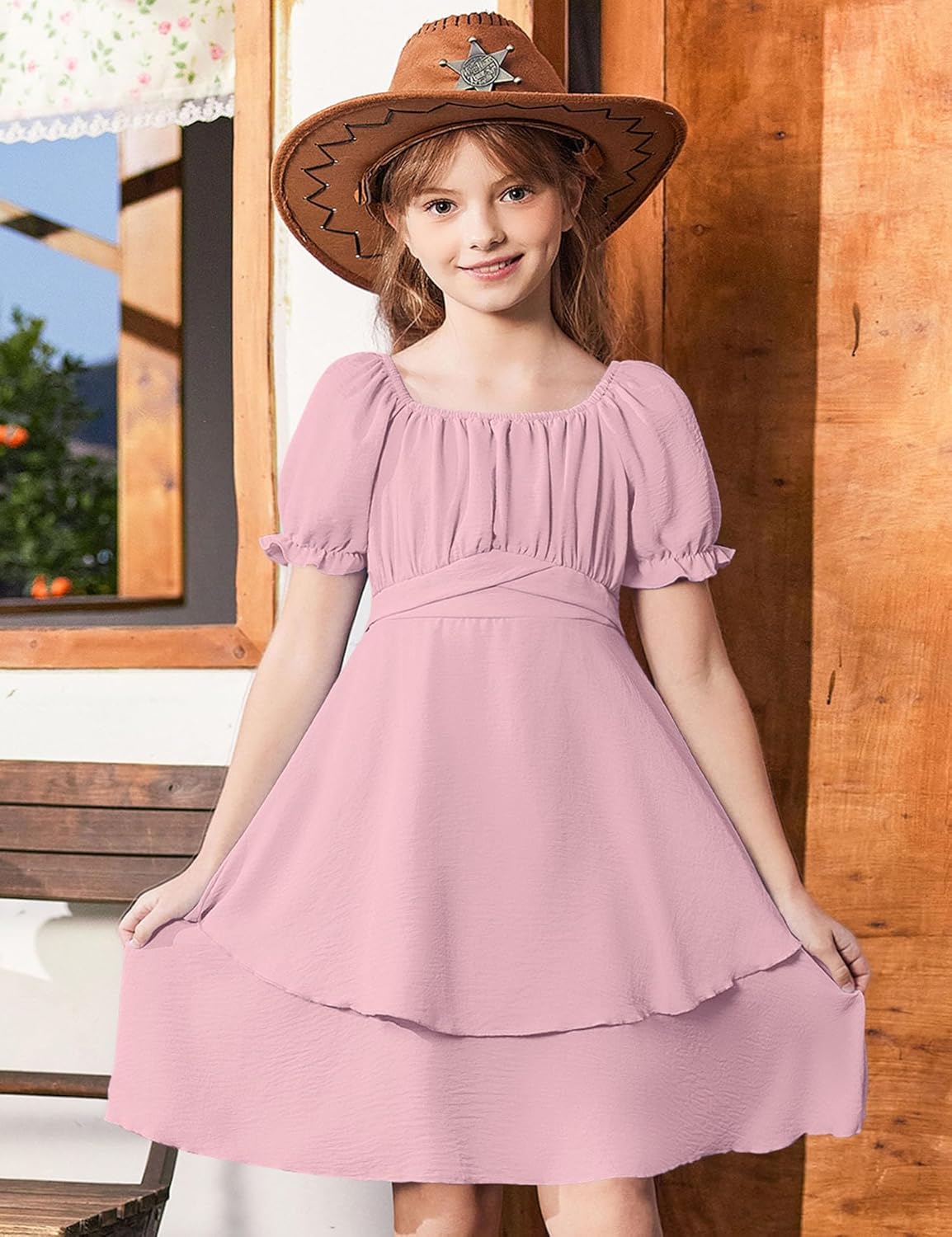 Arshiner Girls Dresses Summer Short Sleeve Off Shoulder Ruffle Tiered Layer Party Dress - Image 7