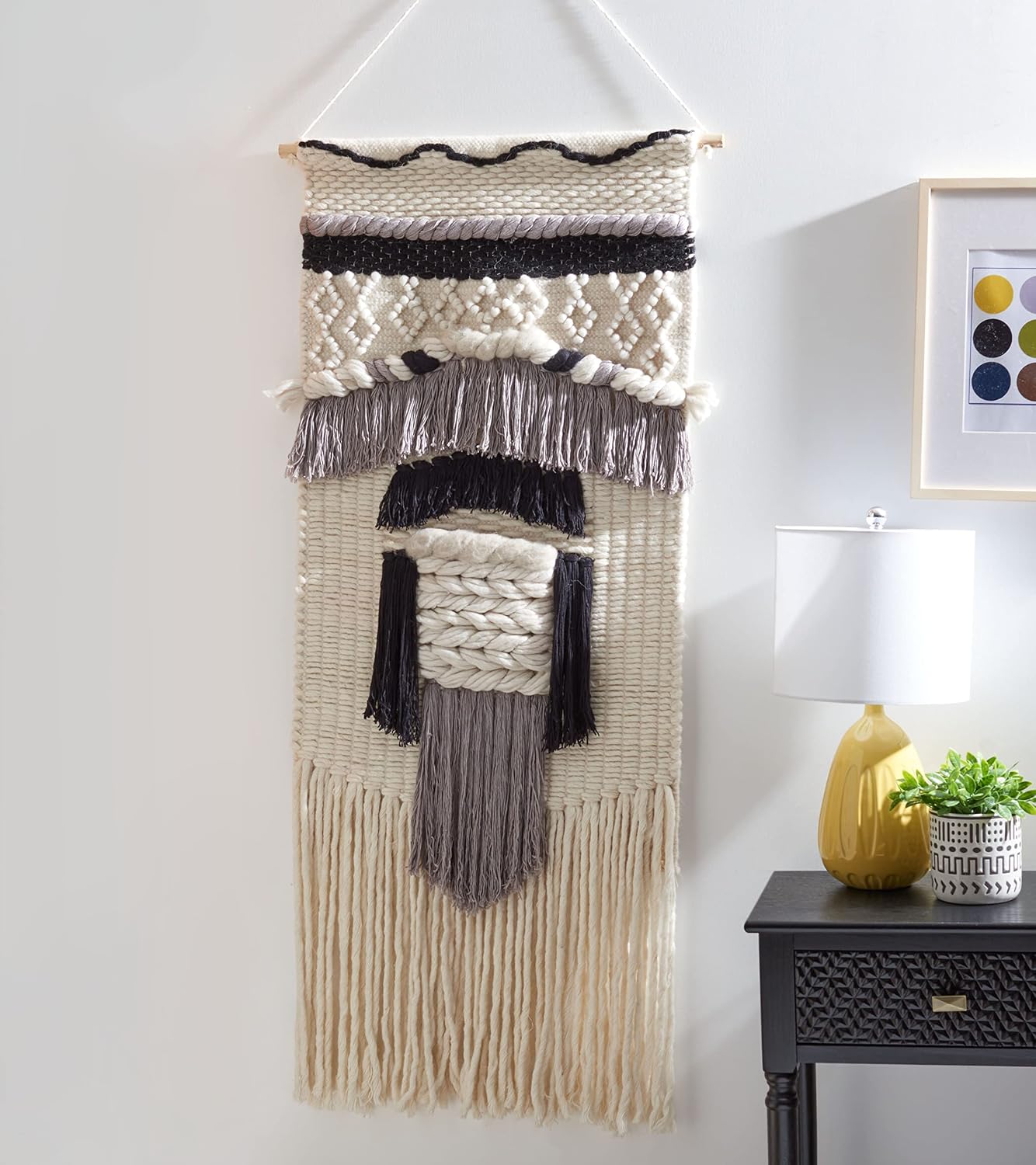 SAFAVIEH Home Collection Sedona Hidalgo Boho Tribal Ivory/Grey Wool Woven Tapestry Hanging Wall Art
