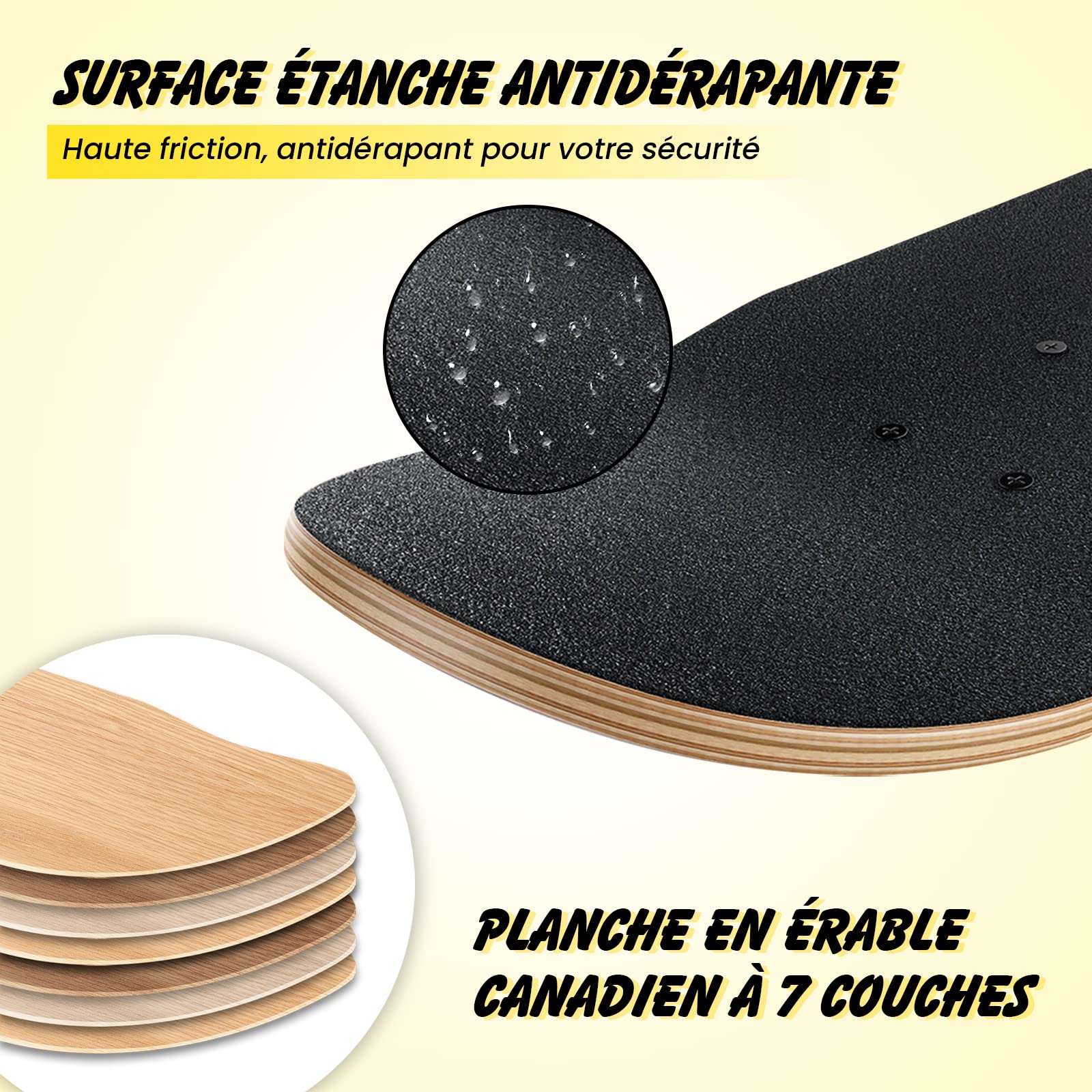 GYMAX Skateboard en Bois d'Érable à 7 Couches, Planche à roulettes avec Roues Durables et Résistantes à l'usure, Idéal pour Enfants, Adolescents et Adultes, Charge Max 50 KG, 79 x 20 CM