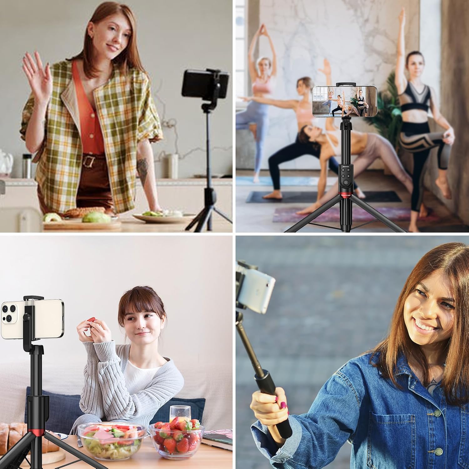 Image showing the selfie stick extended to its maximum height and folded size, highlighting adjustable length.