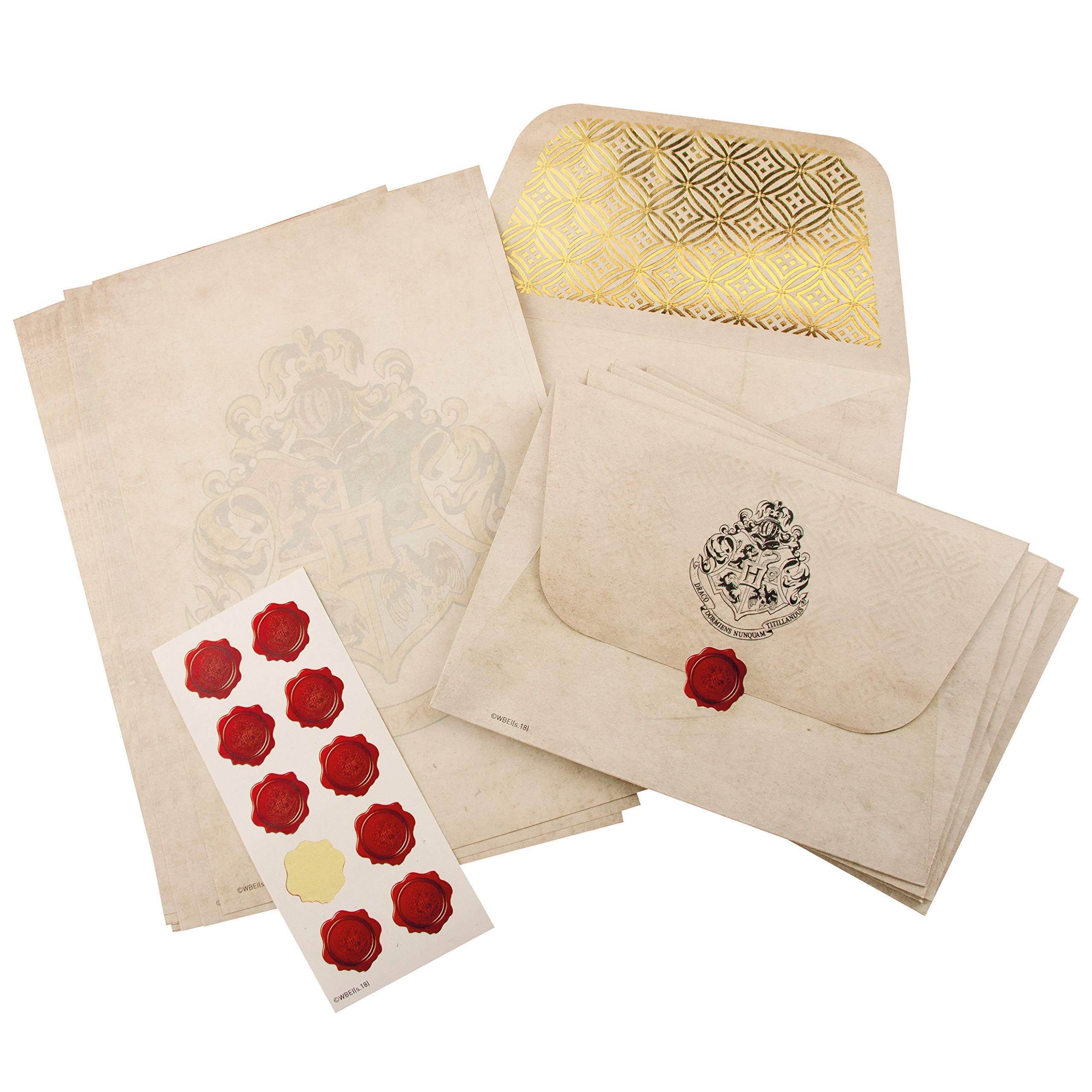Hogwarts Acceptance Letter Writing Stationery Set - Officially Licensed Harry Potter Merchandise & Desk Accessories, 10 Envelopes, 20 Sheets of Paper, & 10 Wax Seal Stickers in Kit - Paladone