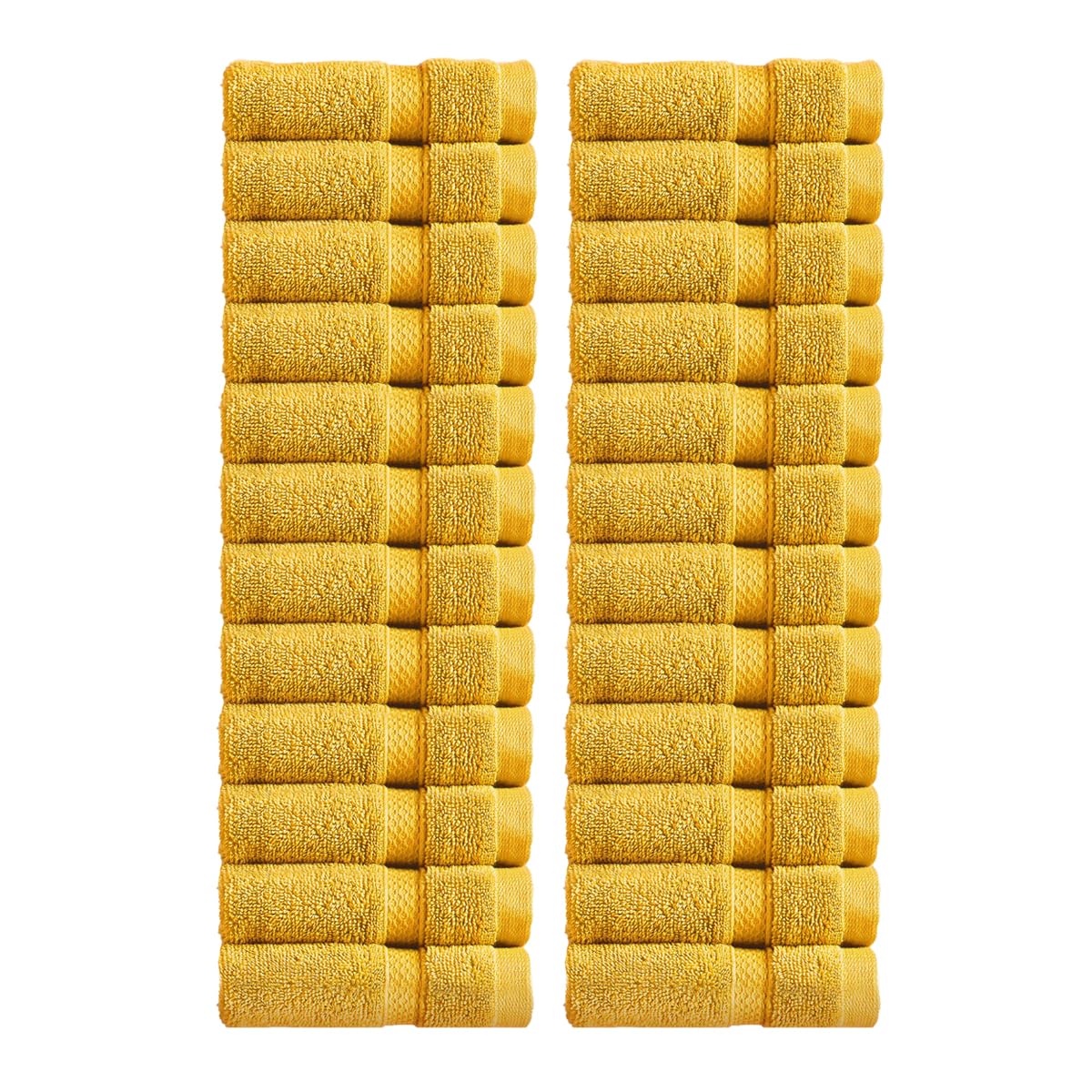 Christy Chroma Face Cloths Set | Pack of 24 | Soft Velvety Smooth Bathroom Flannels | Bold and Bright | Face and Body Wash Cloths | 100% Cotton | Ochre Yellow — image 1