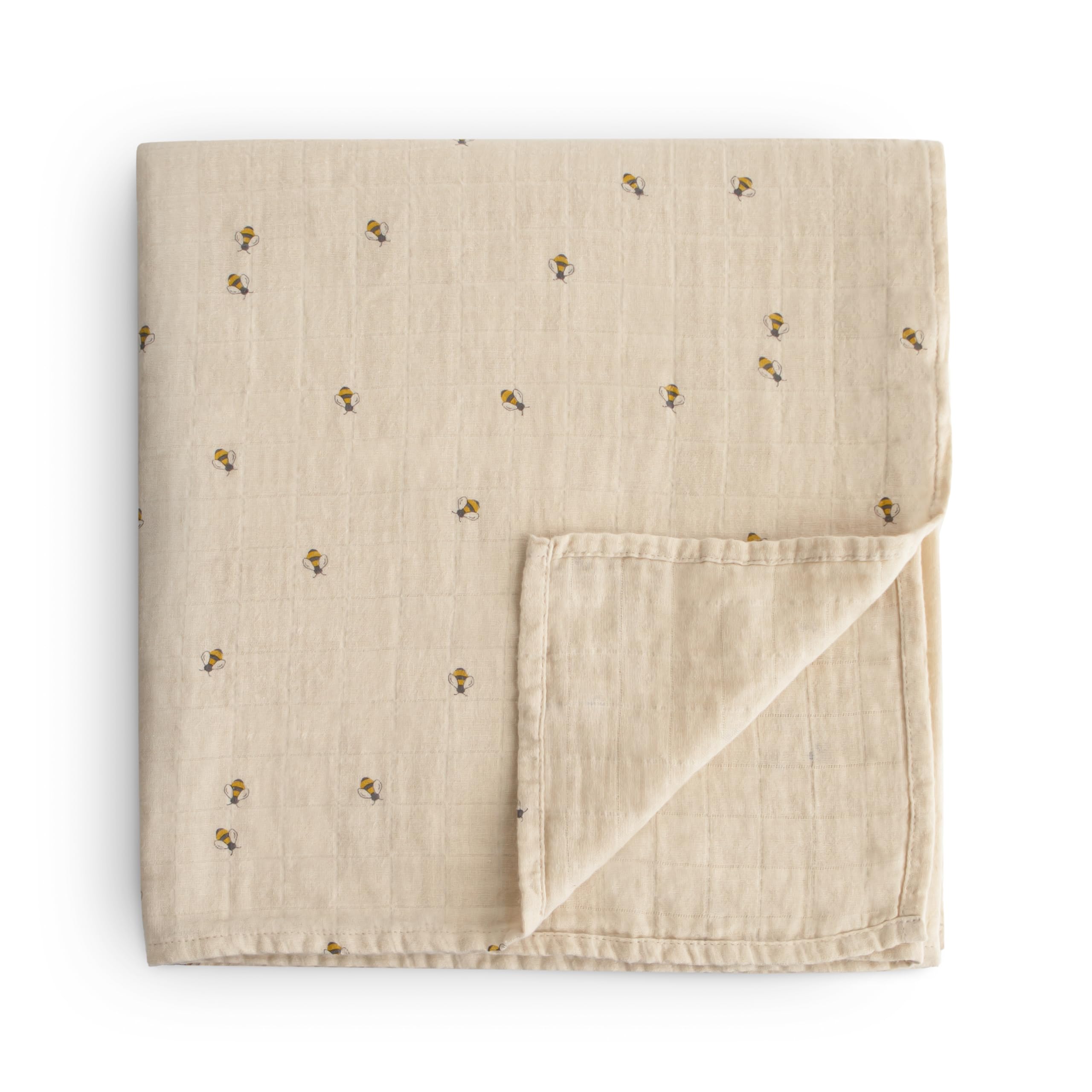 ZEYUMEE mushie Muslin Baby Swaddle Blanket | 100% Organic Cotton (Bees)