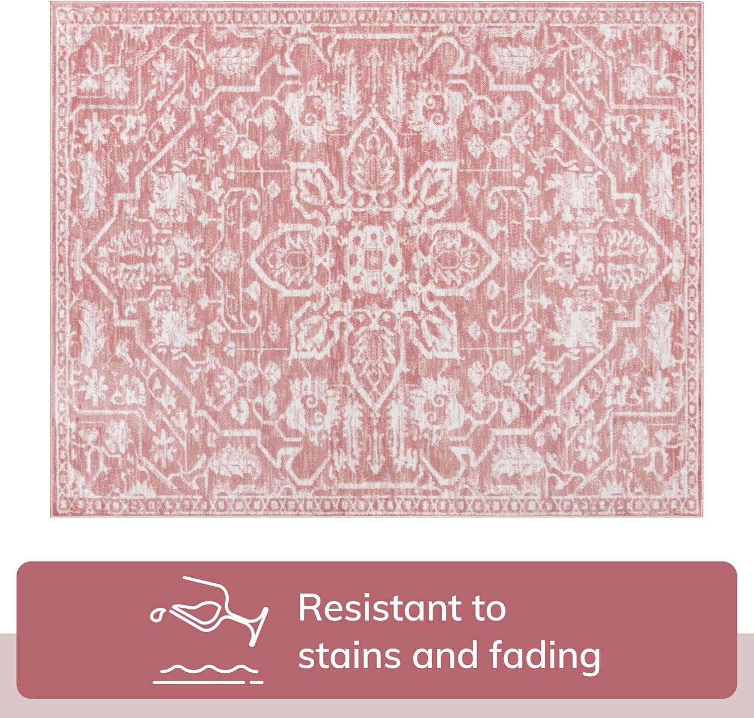 Well Woven Della Blush Vintage Medallion Pattern (7'3" X 9"3") Area Rug