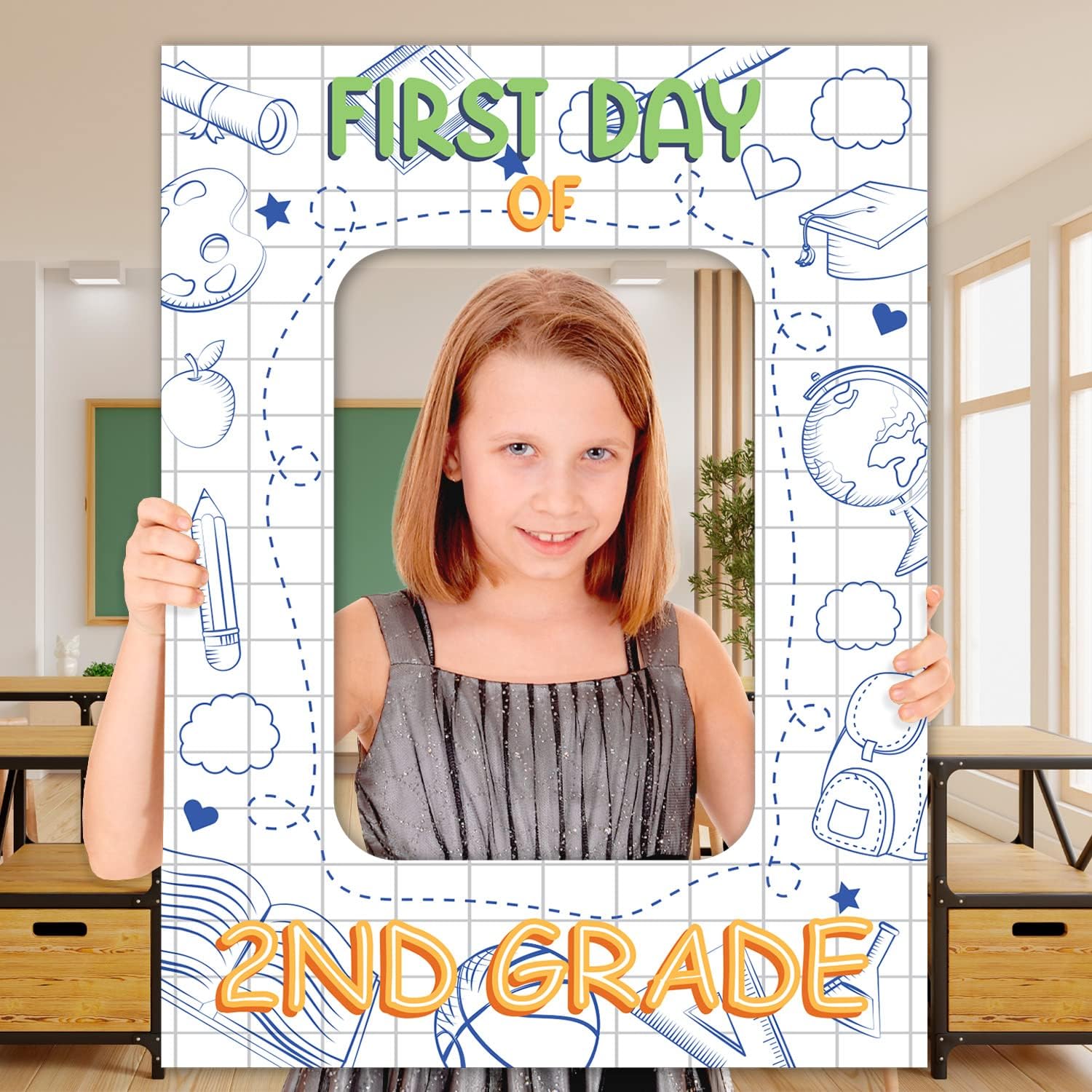 Soul Décor Back to School Photo Prop Board, Picture Frame First Day of 2nd Grade of School, Cute and Creative First Day of School Picture Idea, Cut Out Board Sign, Coro Plastic, Made in The USA
