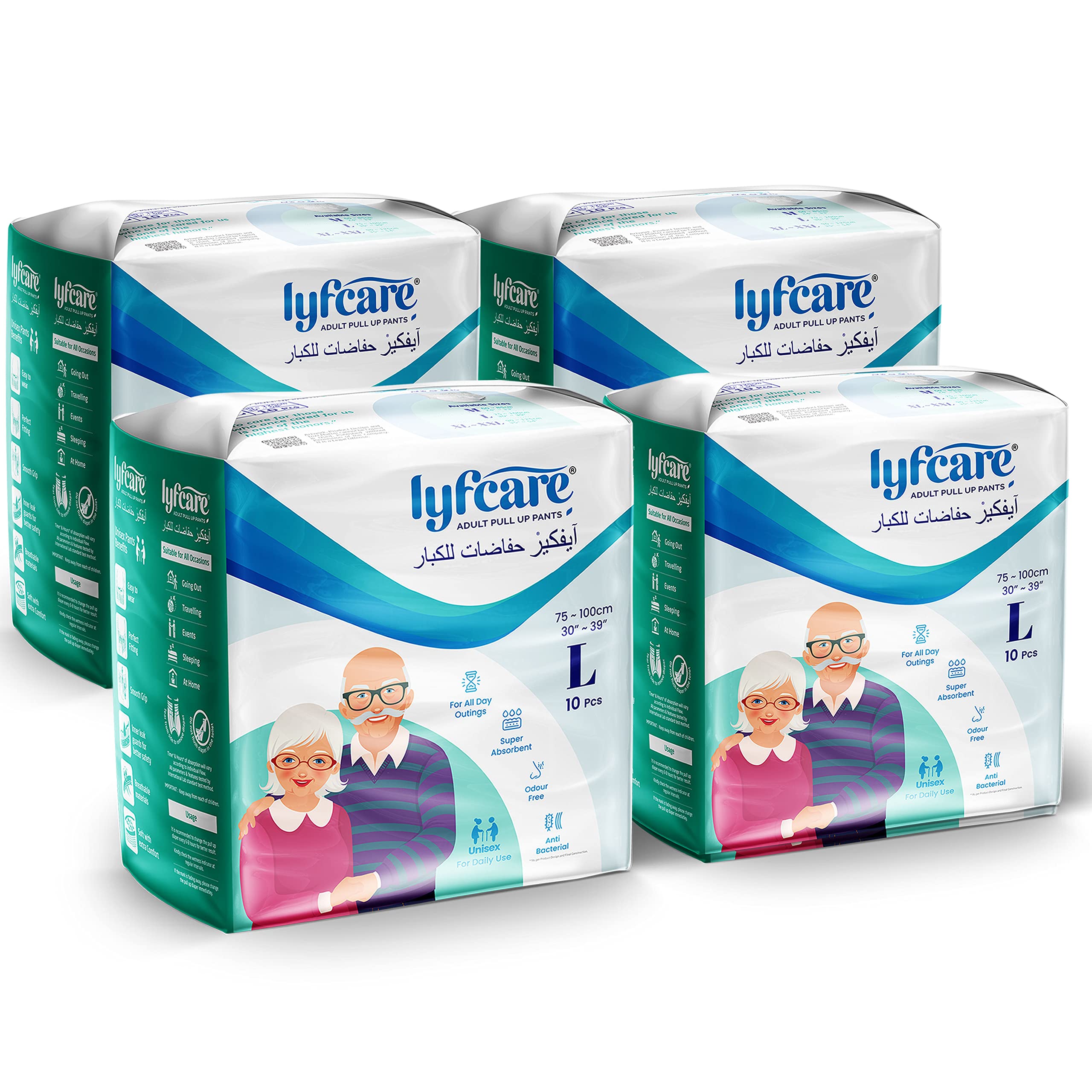 Lyfcare Adult Diapers Large Size (L) - 40 Units (Pack of 4) | Unisex Diapers Pants Style | Waist (75-100 cm) | Wetness Indicator, Super Absorb, 360° Protection & 0% Leakage | For Men & Women_Regular (B0B3XSCY8Y) Amazon Price History, Amazon Price Tracker