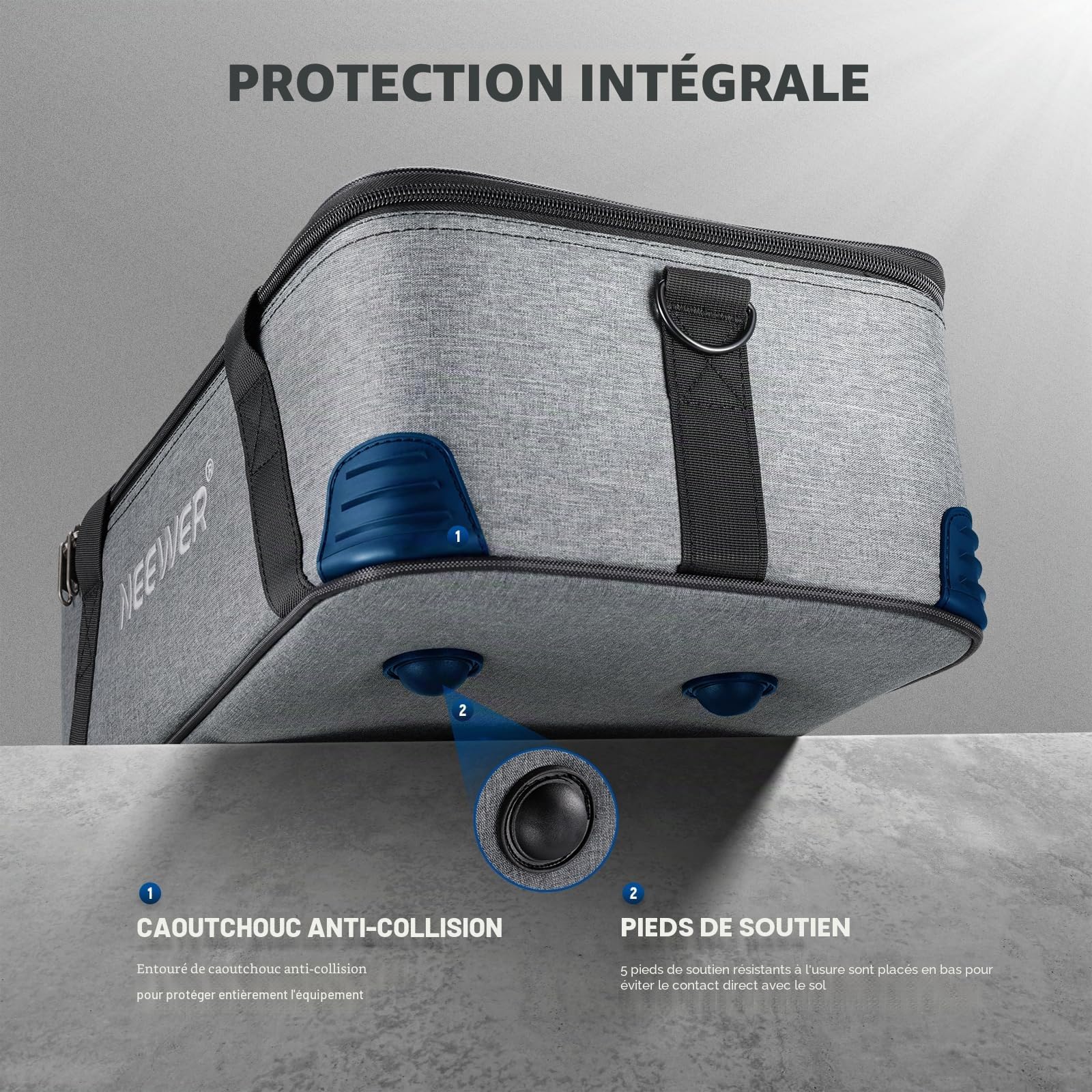 NEEWER Sac de Transport avec Compartiments Rembourrés en Mousse Mobiles pour NEEWER Studio lumière Vision 4 ML300 CB60 CB60B RGB CB60,Sac de Transport Durable en Tissu Oxford avec Bandoulière,PB5