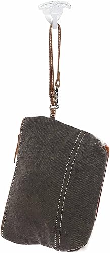 Miniatura 3 de Myra Bag Vintage 1930 Upcycled Canvas Wristlet Bag S-1144, Marrón