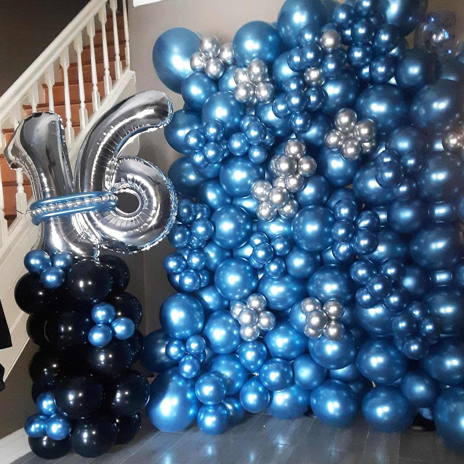 Luftballons Blau Metallic, Doppellagige Luftballons 50 Stück Metallic Ballons Blau Luftballons, Glänzendes Chrom Blaue Luftballon Set Partyballons für Mann Junge Geburtstag Hochzeit Party Deko