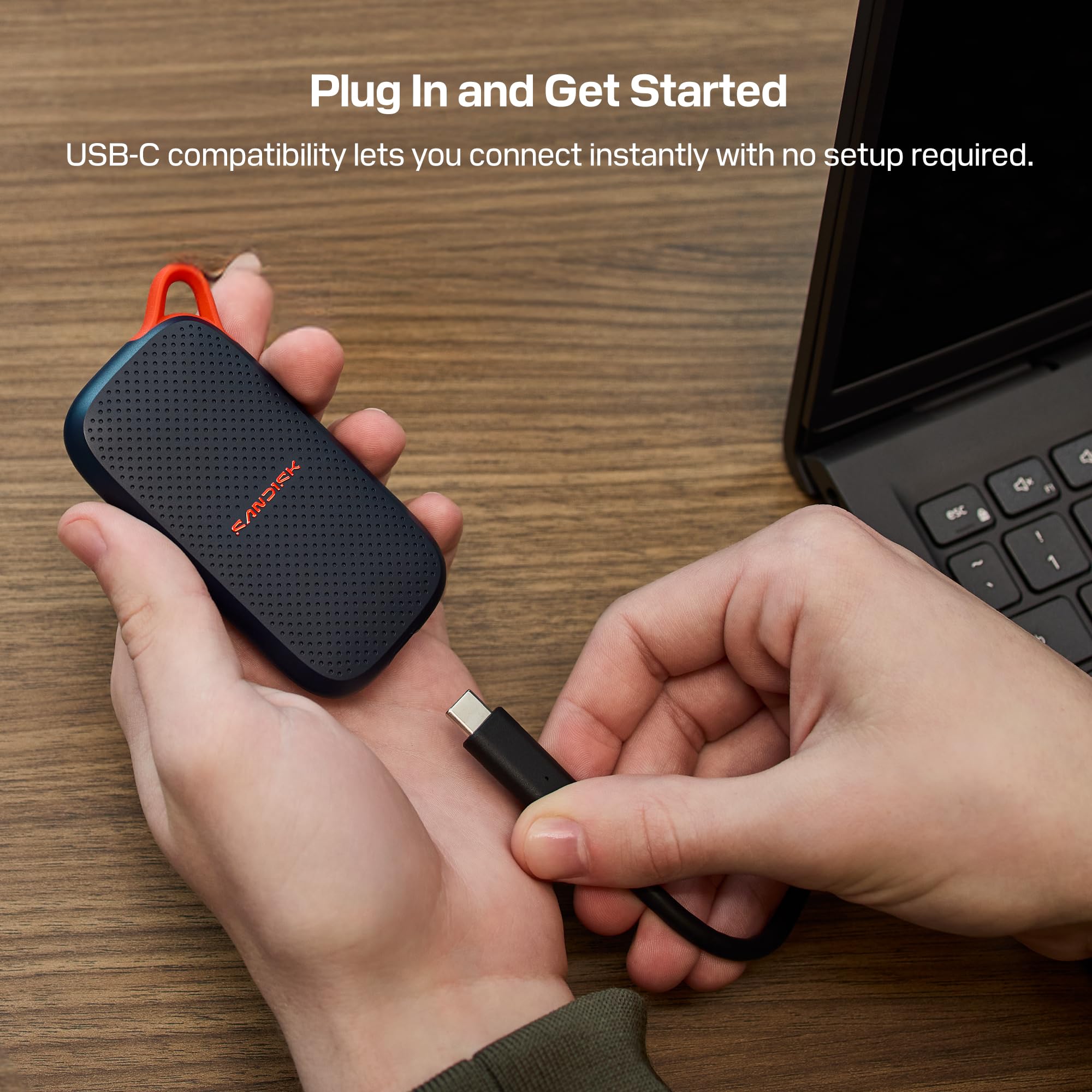 SanDisk SSD Portatile 2 TB USB (Type-C, compatibile con laptop e tablet, Fino a 1.000 MB/s, Formato tascabile, Protezione da cadute fino a 2 metri)