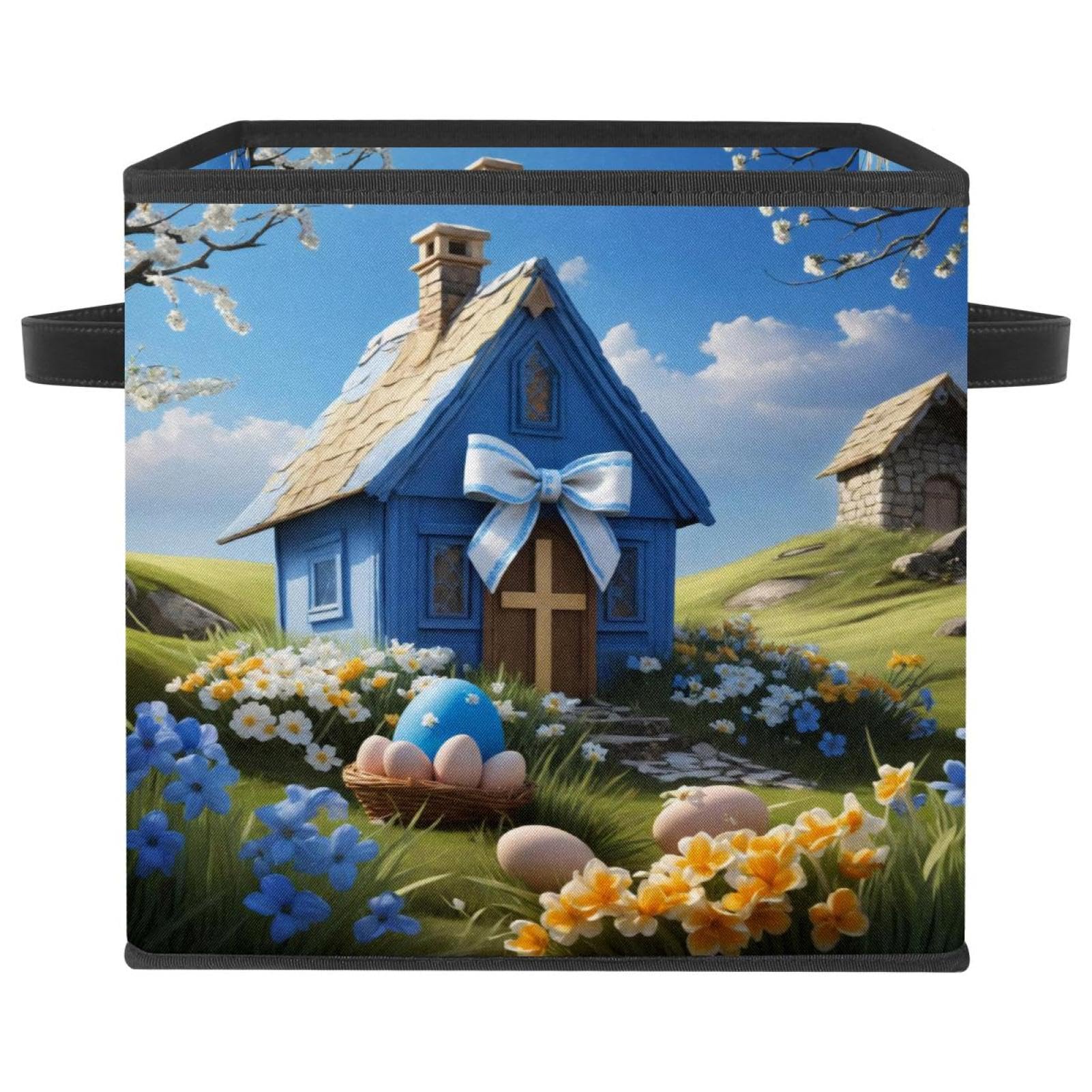 Boîte de rangement pliable grand cube de rangement en tissu avec poignées pour jouets et livres